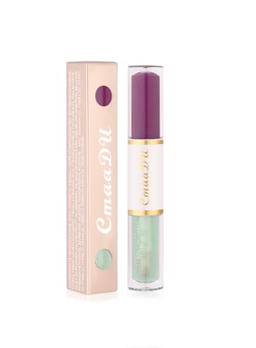 L&Wen Double Head Lip Gloss, Matte Velvet High Pigmented Liquid Lipsticks, Long Lasting Waterproof Lip Makeup for Women Dark Purple Clear 08#