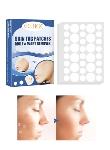 144Pcs Wart and Mole Remover, Easy-to-Use Waterproof Transparent Stickers