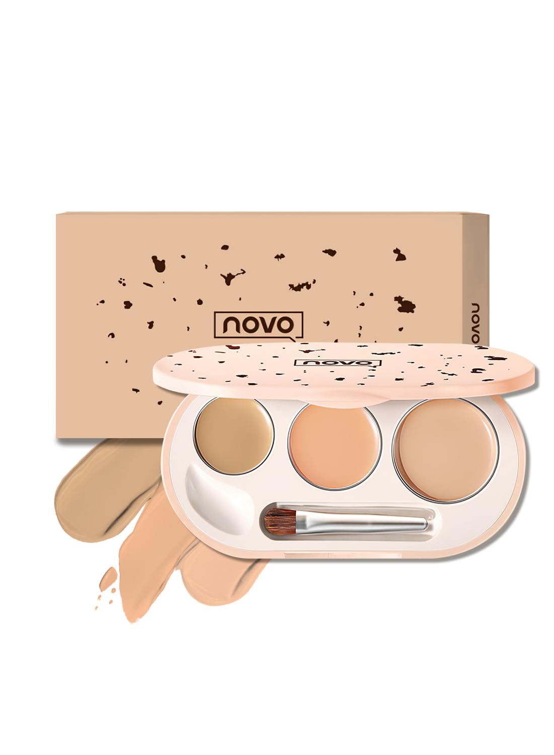 Tri Color Concealer Palette, Lightweight Flawless Full Coverage Waterproof Long Lasting Correcting Concealer Makeup Palette for Dark Circles Acne Freckles Blemishes