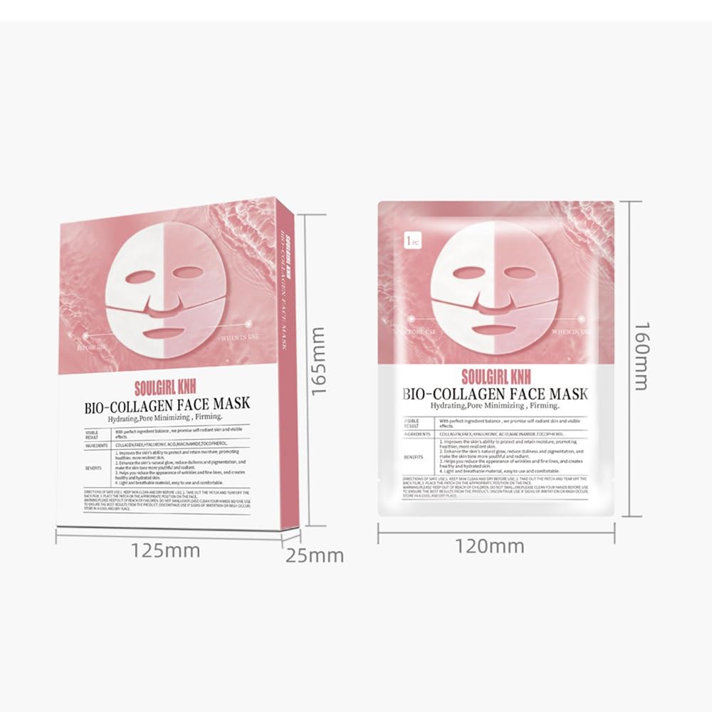 Face Mask with Bio-Collagen, Facial Care, Hydrating Overnight Mask - 10 Pcs