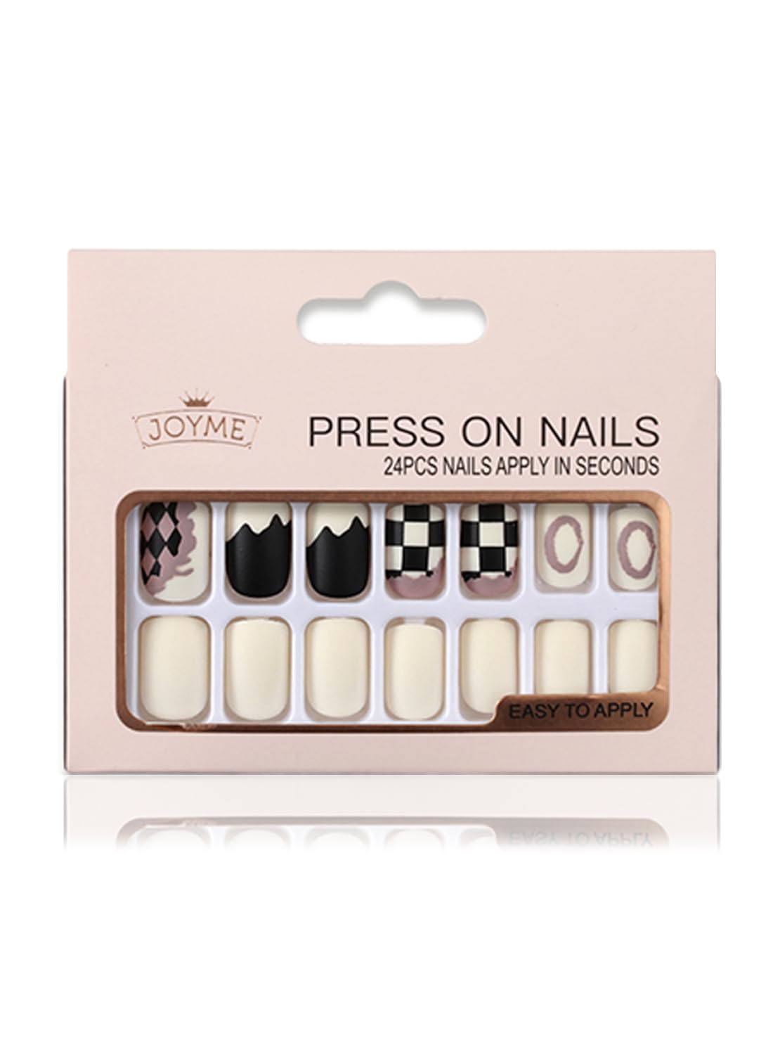 24 Pcs Press On Nails Short, Reusable Natural French Gel Nail Tips Set for Salons and DIY with 72 Pcs Nail Adhesive Glue Tabs & Mini Nail File & Manicure Mini Stick for Women