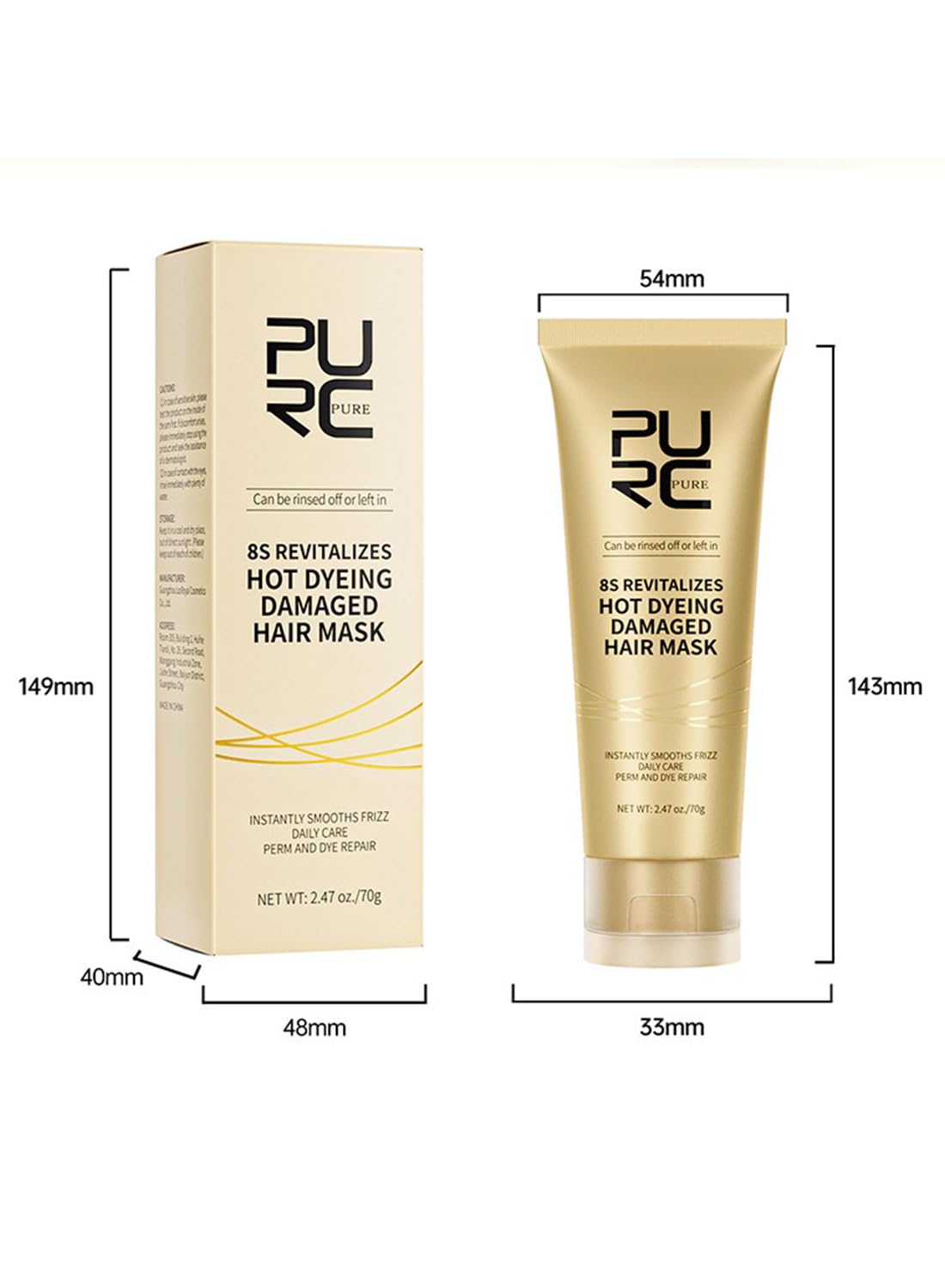 Hair Mask, 8s Revitalizes Hot Dyeing Damaged Hair Mask Deep Conditioner, Hair Daily Care Perm and Dye, Hair Repair Treatment for Damaged Hair, Instantly Smooths Frizz, Restore Hair Strength 70g