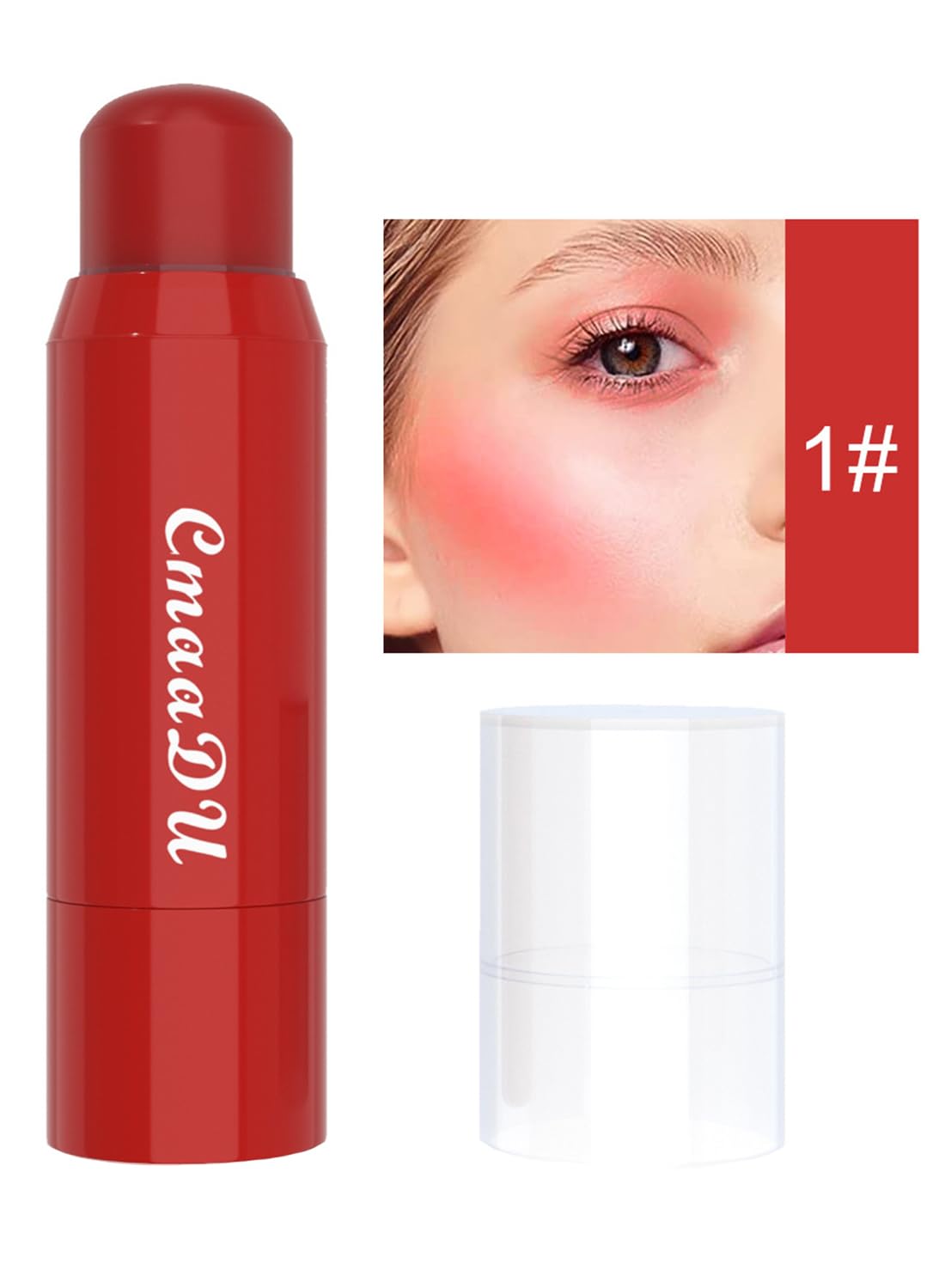 2 in 1 Lipstick and Blush, High Pigment Longwear Natural Blush Stick, Waterproof Velvet Texture Lip Gloss Stick for Cheeks Eyes Lips, Matte Finish, for All Skin Tones