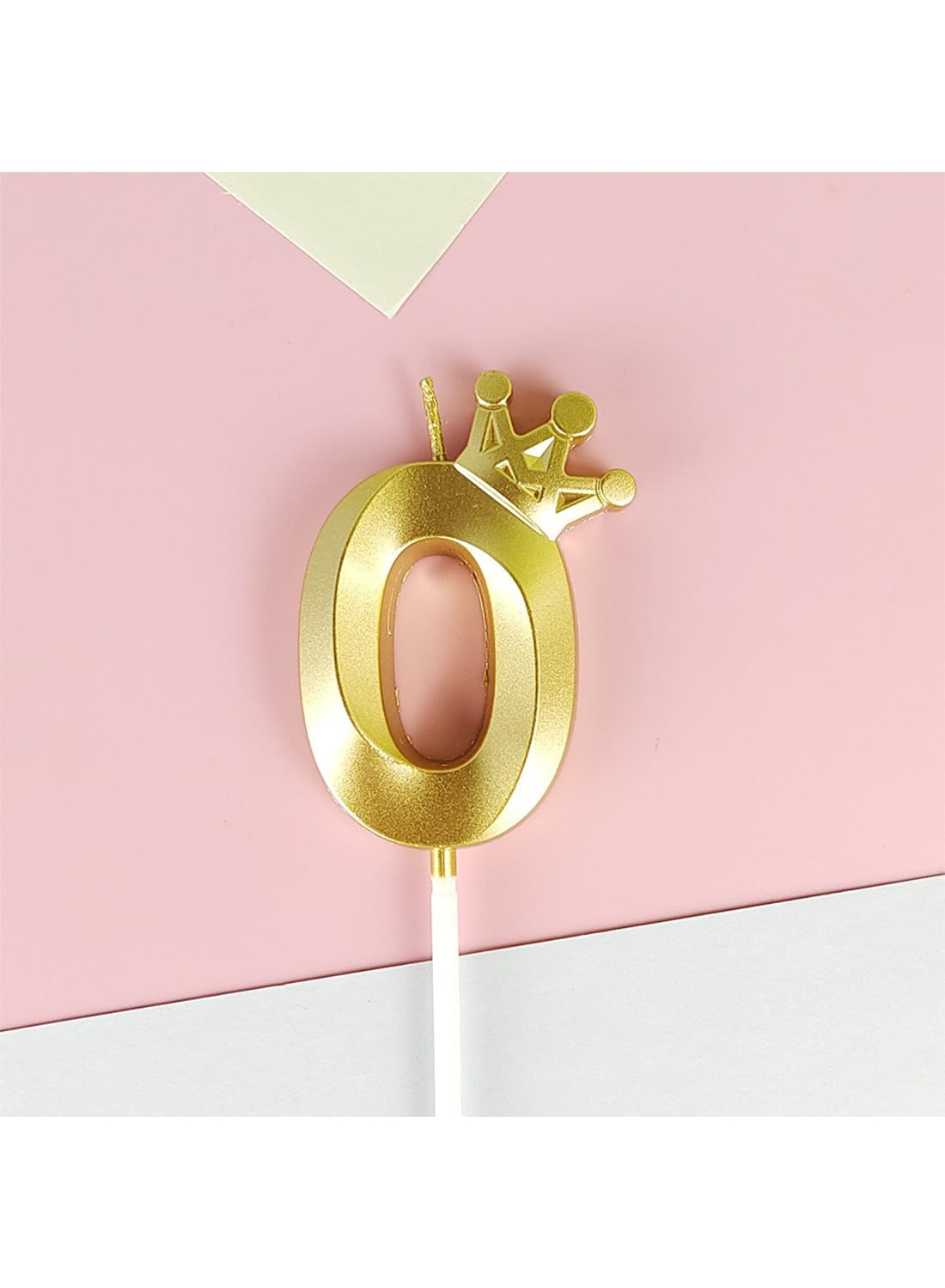 Number Birthday Candles, Metallic Glitter Crown Number 0 Cake Candles for Birthday, Wedding, Anniversary,