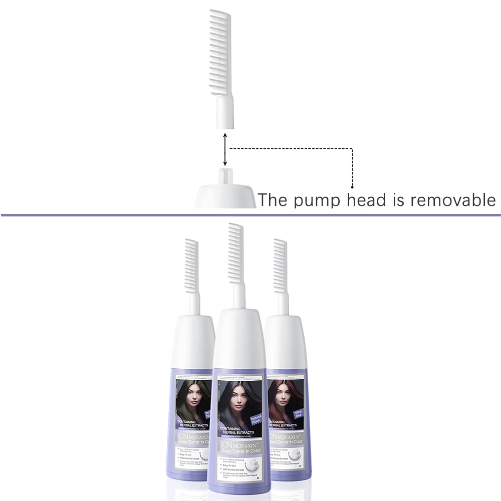 Natural Plant Bubble Hair Dye Kit with Comb, Long Lasting Pure Plant Extract for Grey Hair Color Bubble Dye, Easy to Use Hair Dye for Women Men 200ml