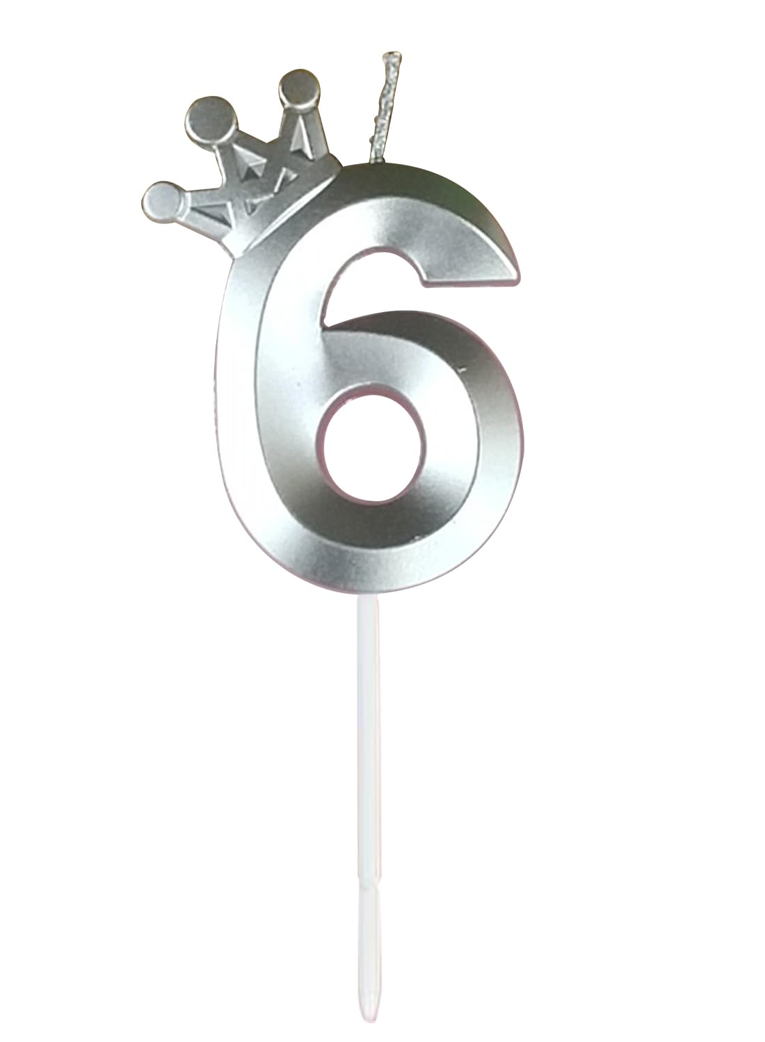 l&Wen Birthday Candles Twisted, Long Thin Spiral Candle with Holders for Wedding Party Decorations (6 Pcs, Silver Twisted Collection)