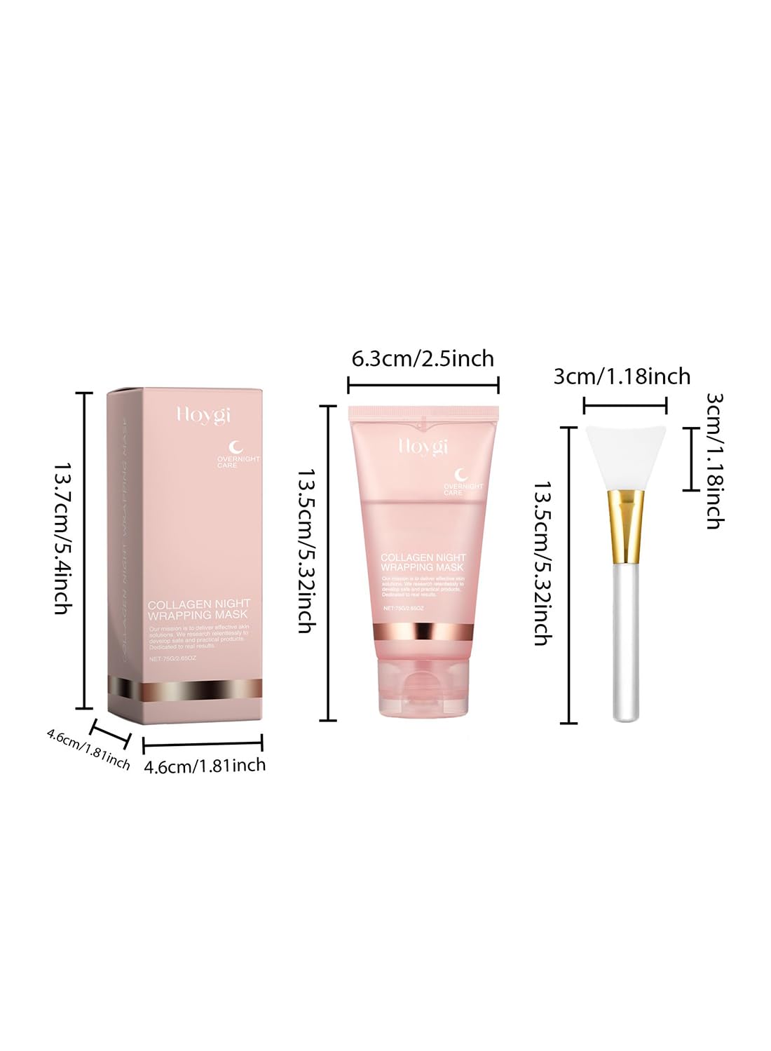 Collagen Night Wrapping Mask, Overnight Peel Off Facial Mask & Brush for Women