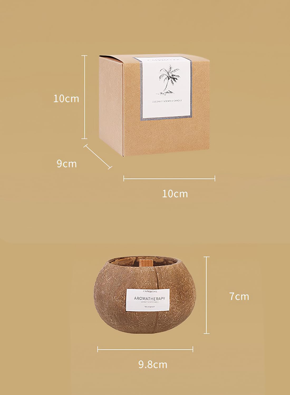 Scented Soy Coconut Shell Candles, Eco Friendly Natural Real Coconut Bowl Candle for Home and Beach Decor, Aromatherapy Candle, Odor Eliminating 200g