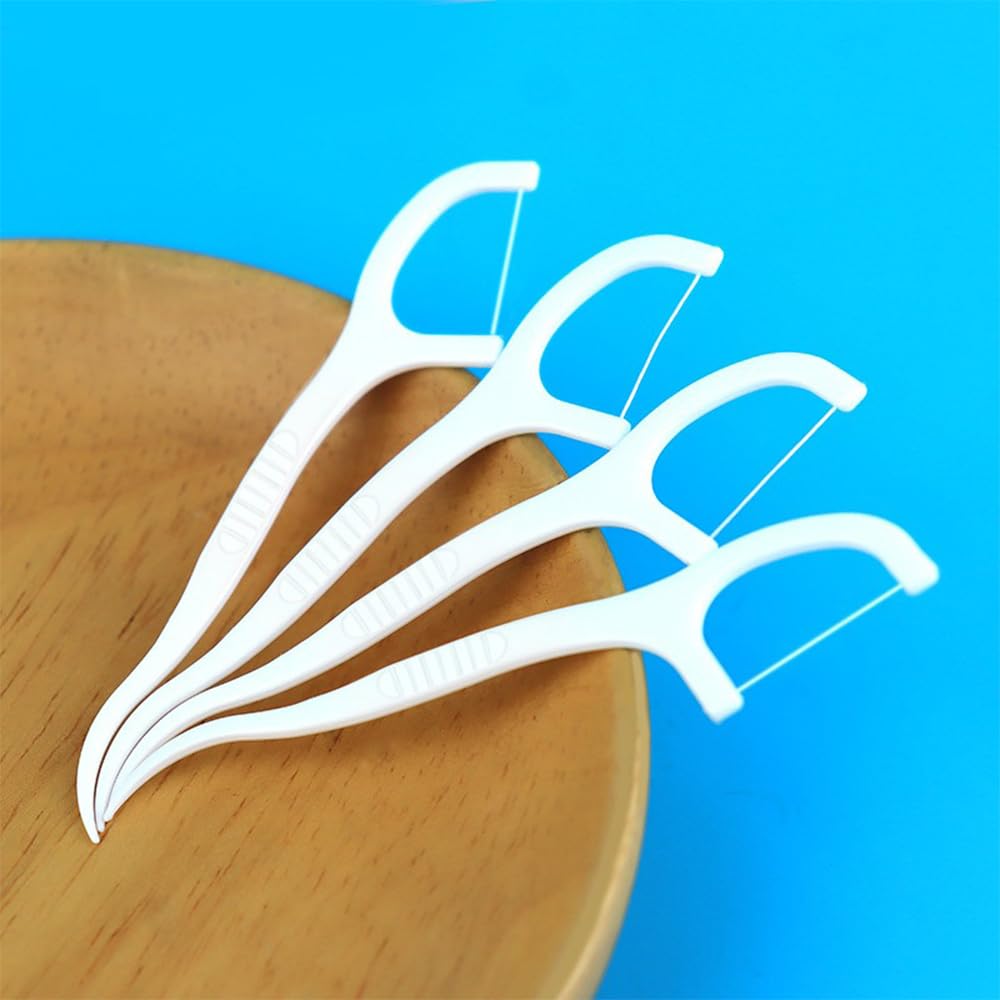 Disposable Dental Floss Picks, Portable Toothpicks Flossers - 100 Pcs/Box, White