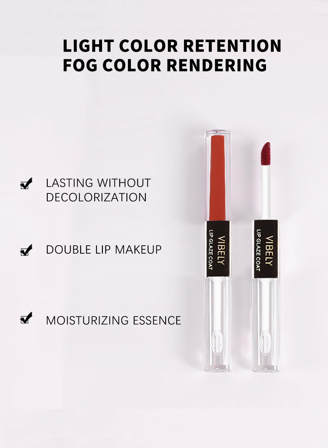 2 in 1 Velvet Matte Lip Gloss with Fixing Raincoat, Long Lasting Waterproof Double Head Lipstick Liquid, No Sticking Lip Makeup for Women
