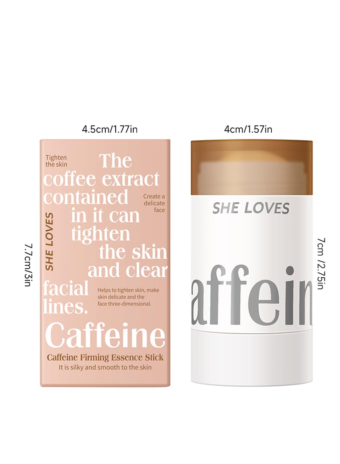 Firming Essence Stick with Caffeine, Anti-Aging Anti Puffiness Anti Dark Circles Face Moisturizer, Boosts Skin Radiance, Fades Fine Line, for Face and Neck 34g