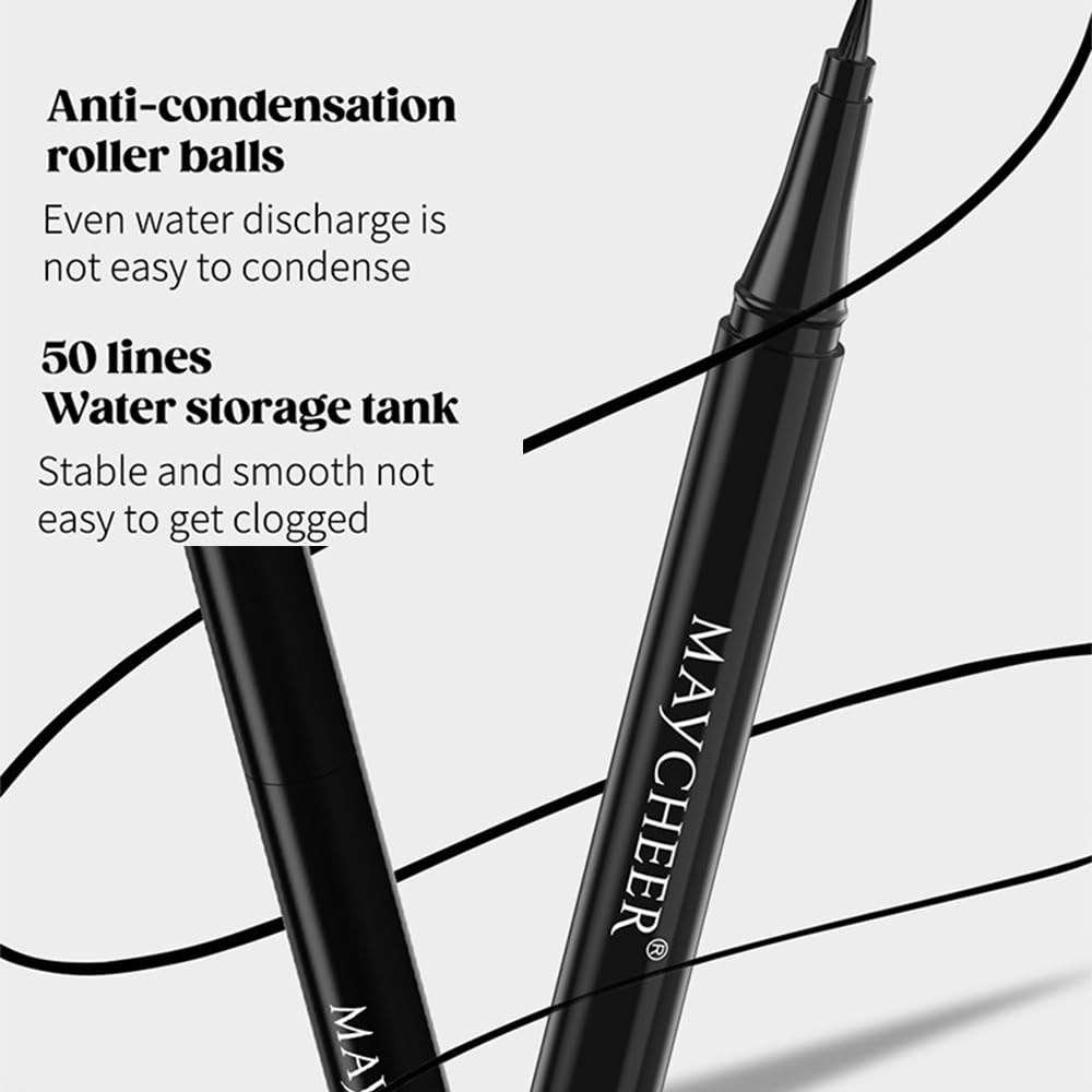 3Pcs Liquid Eyeliner Pen, Lasting Waterproof Ultrafine Eye Liner for Women 01