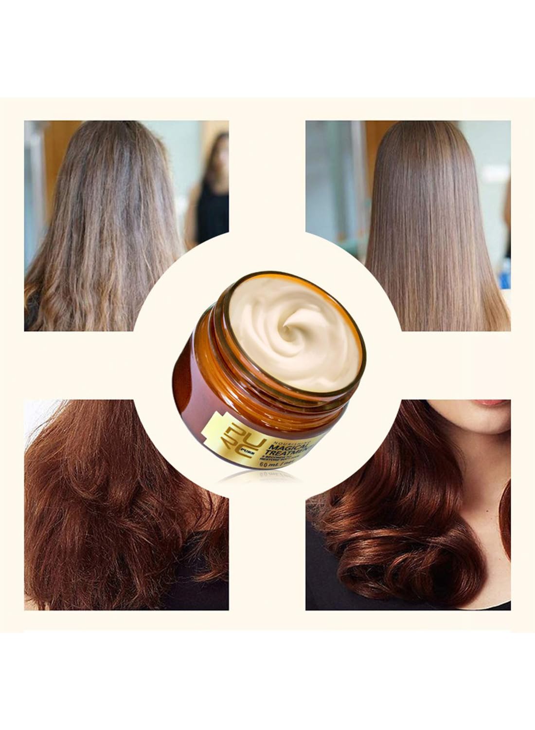 Deep Conditioning Hair Mask, Hair Mask Deep Conditioner, Hair Daily Care Perm and Dye, Hair Repair Treatment for Damaged Hair, 5s to Restore Soft Hair, Repair Cracks and Dry 60ML