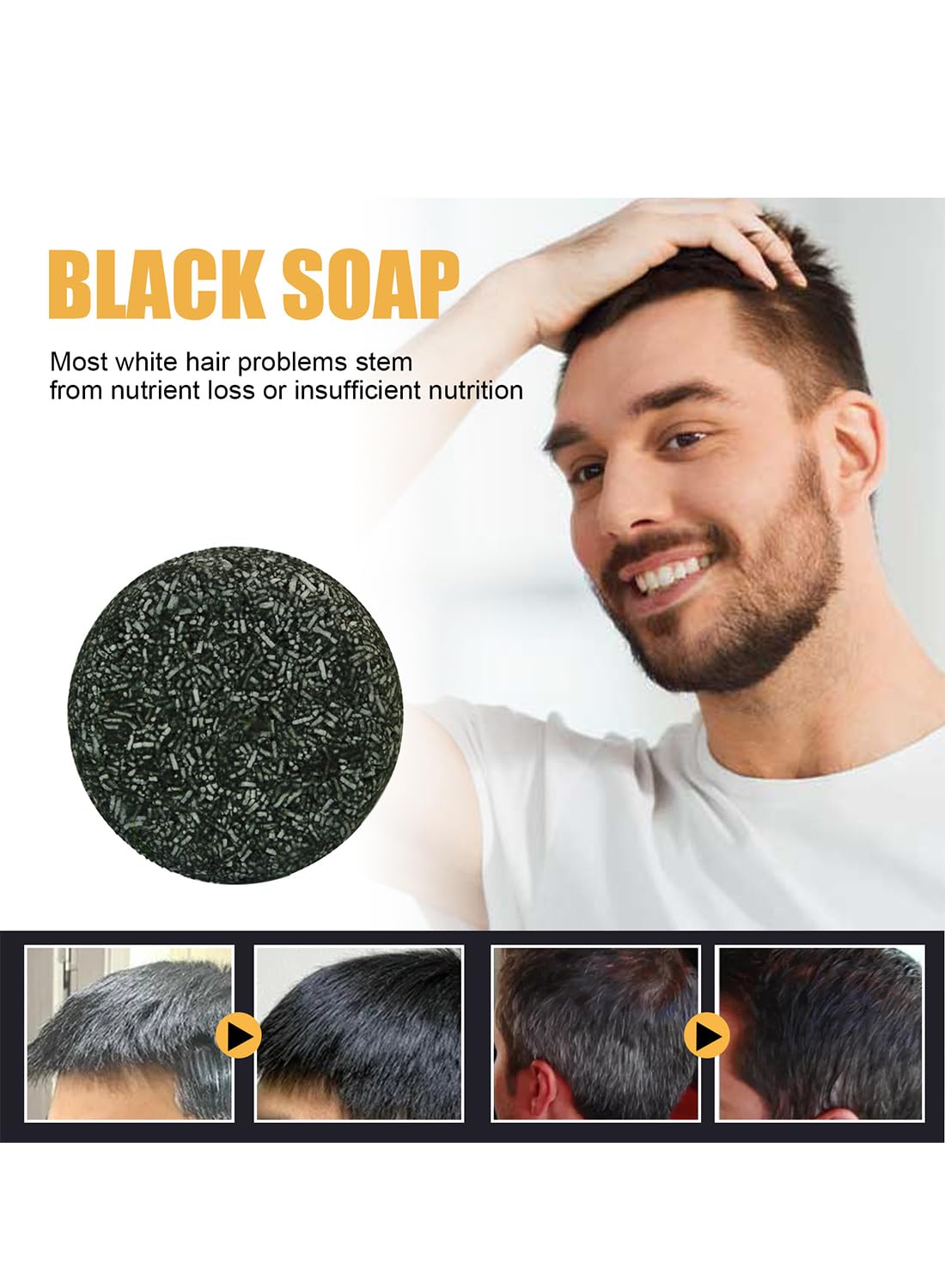Hair Darkening Soap, Grey Hair Coverage Bar Soap