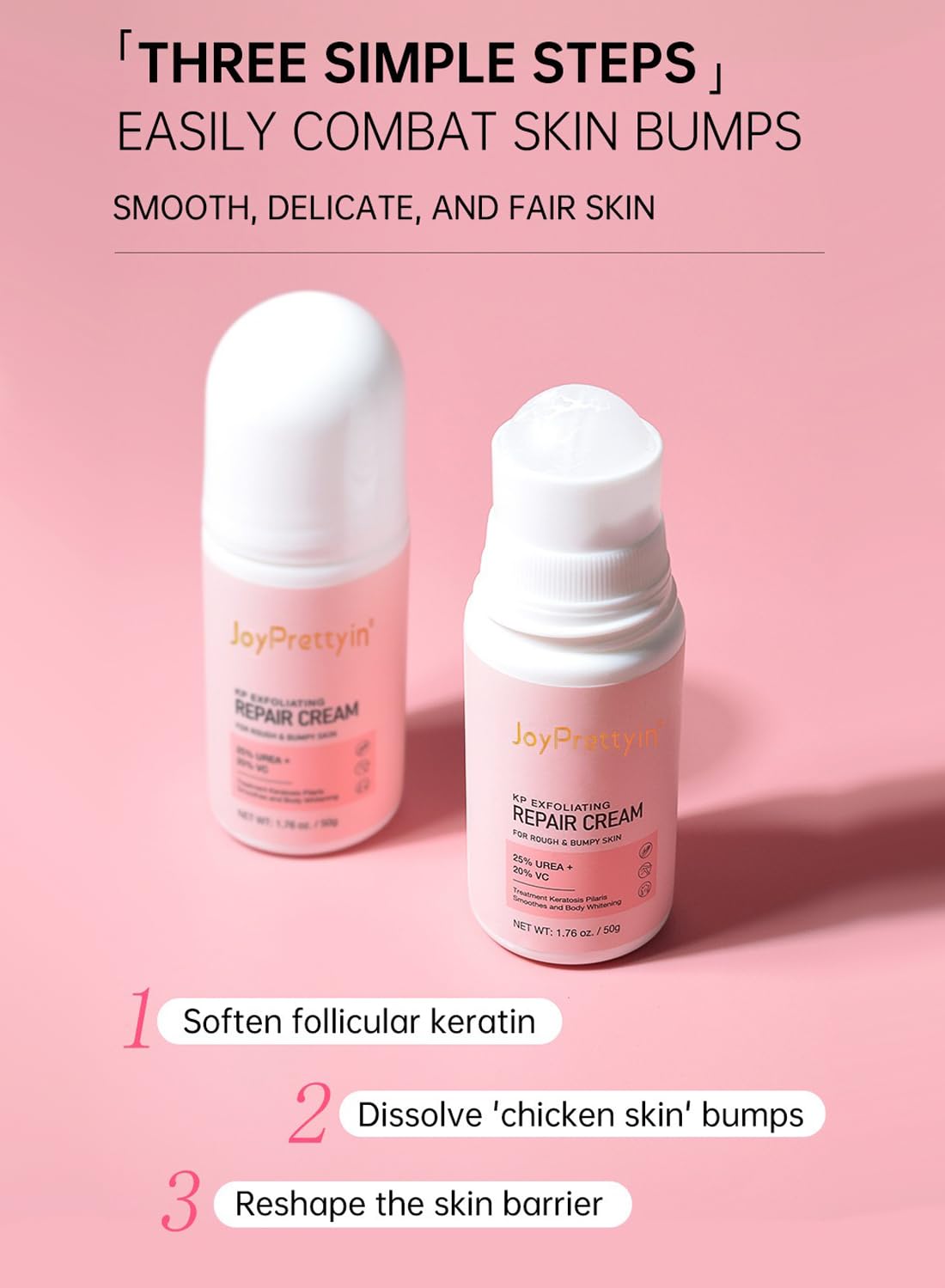 Repair Cream, Exfoliating Treatment for Dry and Rough Skin with Urea & VC