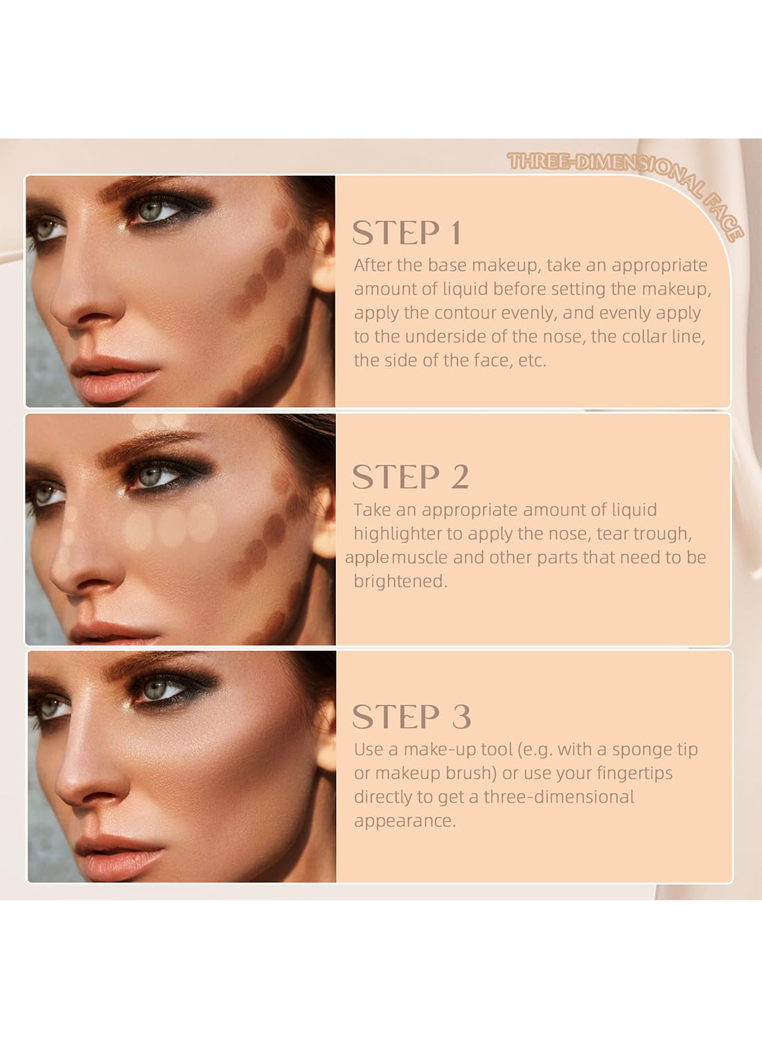 Royues Liquid Contour, Highly Pigmented Long Lasting Cream Contour Stick, Lightweight Face Bronzer Makeup, Delicate Face Contouring Highlighter Sticks 7ml