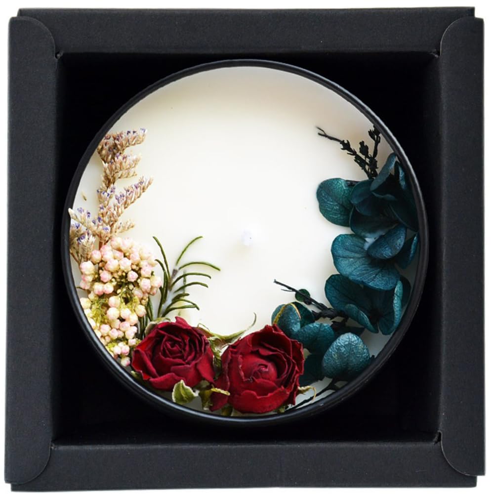 Preserved Flower Scented Candle, Natural Essential Oil Fragrances Candles for Bath Yoga Sleep Wedding Gifts Home Décor 75g