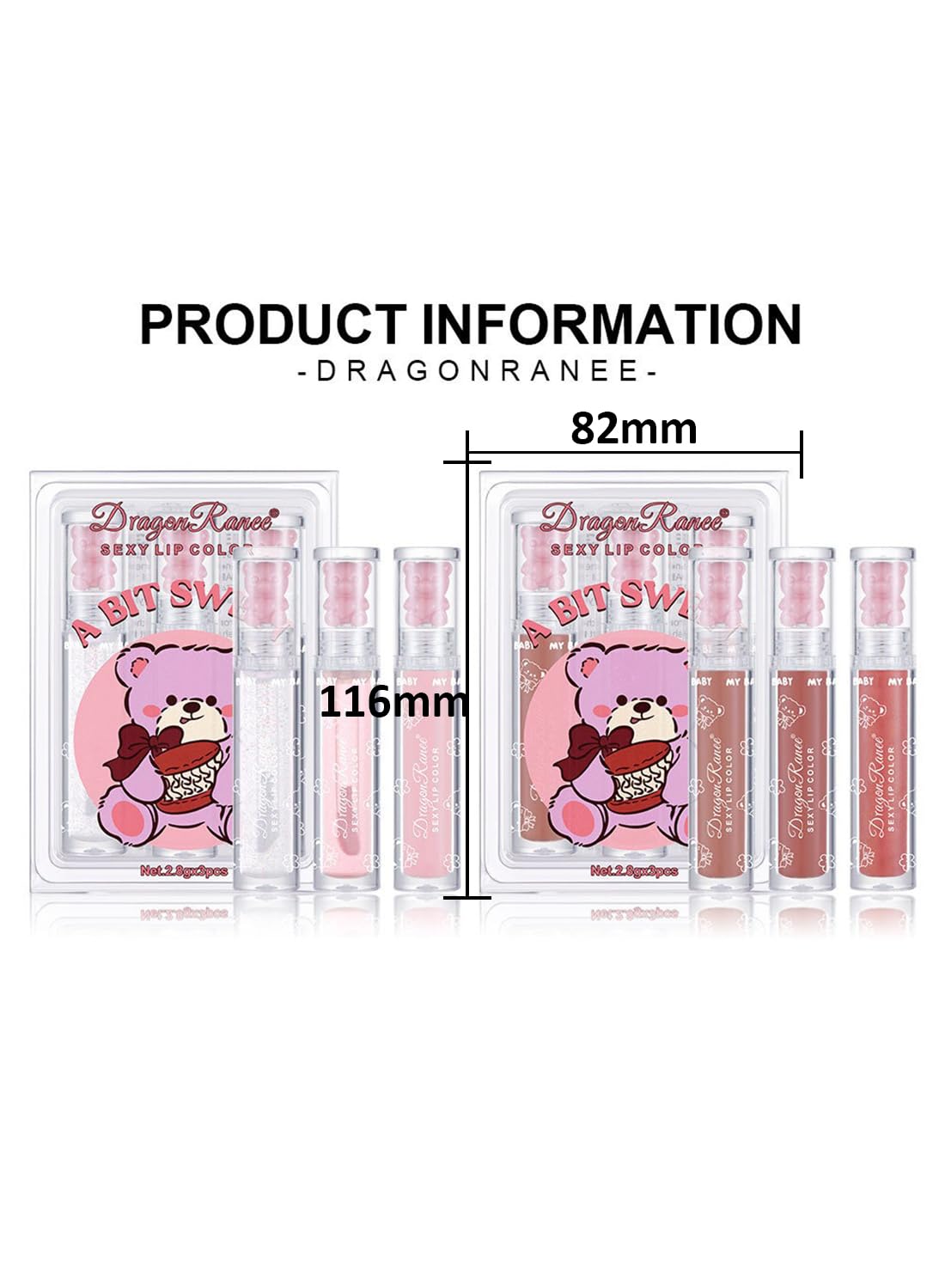 3Pcs Glossy Lip Glaze Set