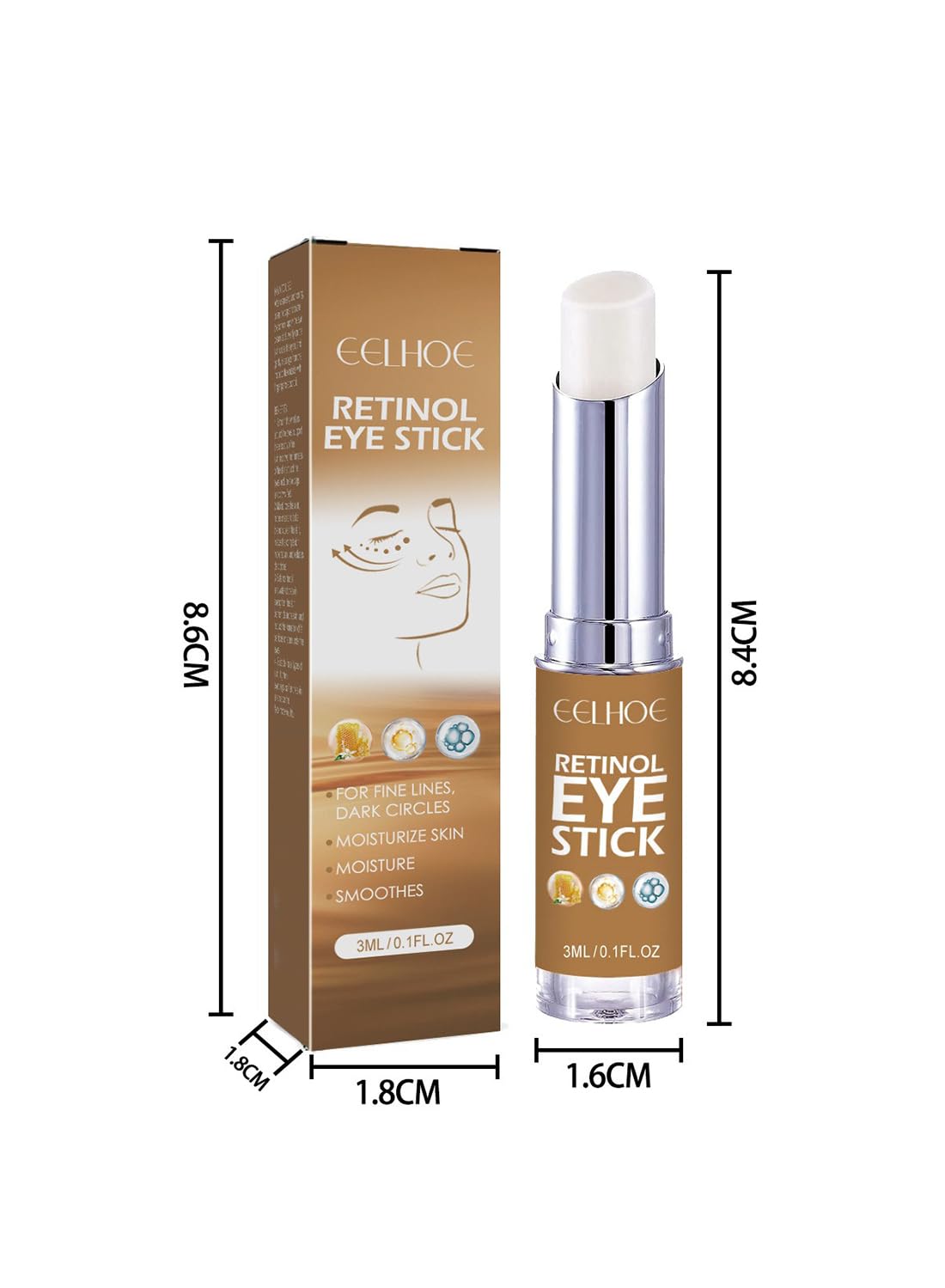Retinol Under Eye Stick for Anti-Wrinkle and Dark Circle Removal, 1 pc 3ml
