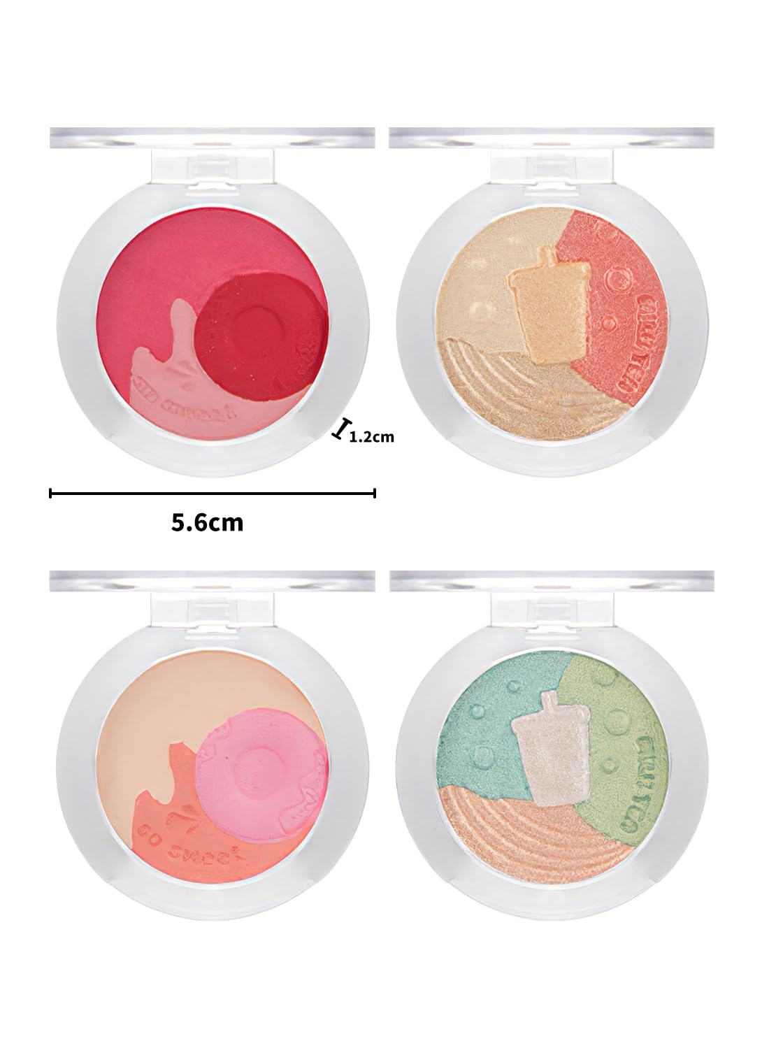 4 Pcs Multi-Colored Blush Powder Set, Long Lasting Contour and Highlighter Palette, Matte & Shimmer Finishes, Lightweight Makeup Gift Kit for Cheek and Eye