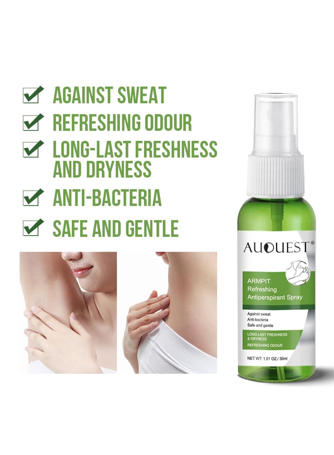 Antiperspirant Spray, Refreshing Whole Body Deodorant, Aluminum Free Deodorant, Long Lasting Sweat and Odor Protection, Relieve Body Odor 30ml