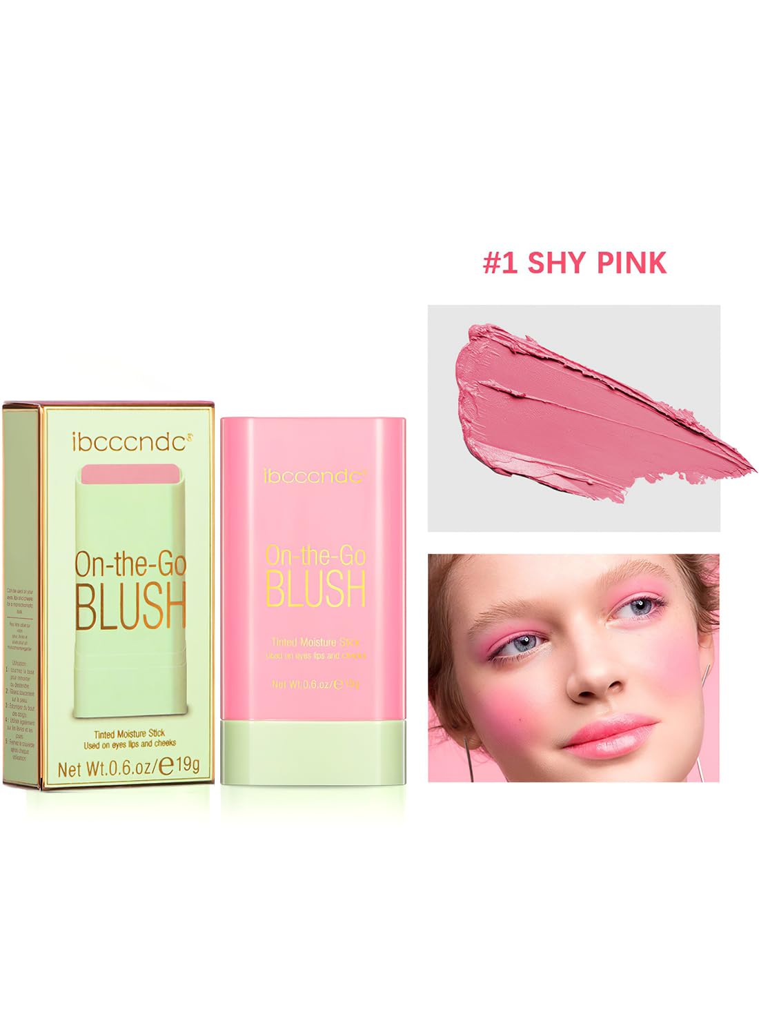 Blush Stick, Multi-Use Lip Tint, High Pigmented Creamy Blush Stick for Eyes Lips and Cheeks 19G