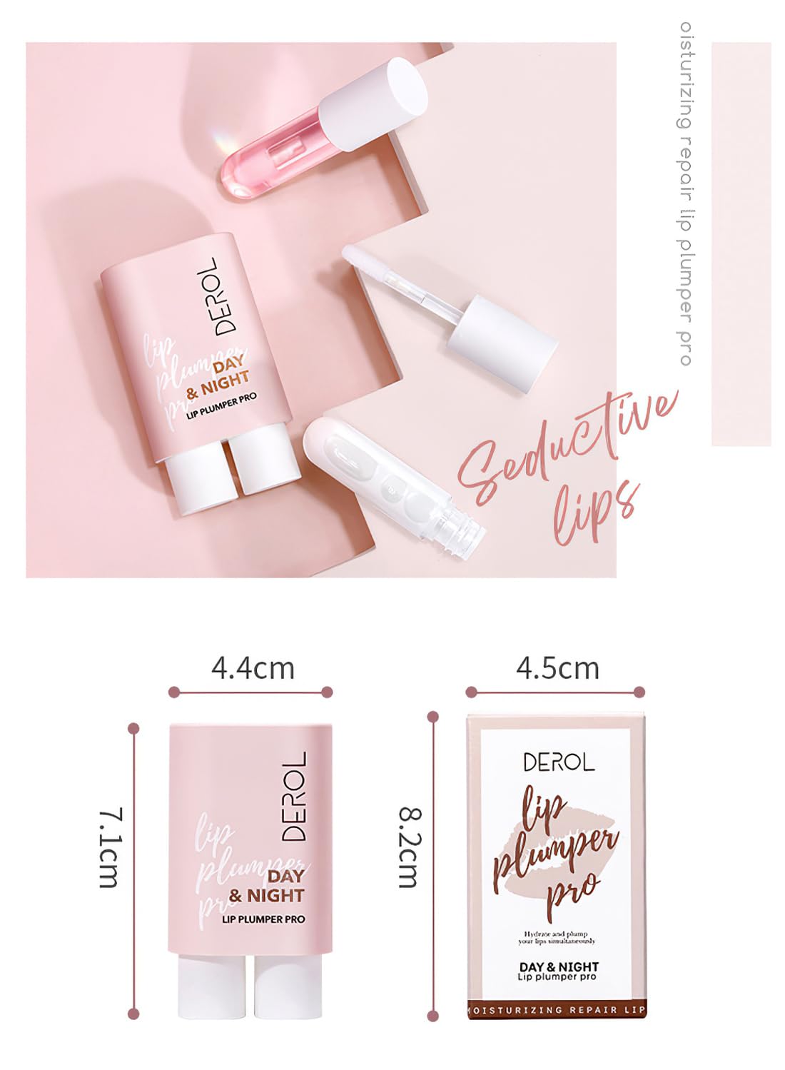 Lip Care Kit with Natural Lip Plumper and Lip Care Serum, Hydrating Moisturizing Repairing Peeling Exfoliating Lip Treatment, Lip Gloss for Fuller Lips 2Pcs
