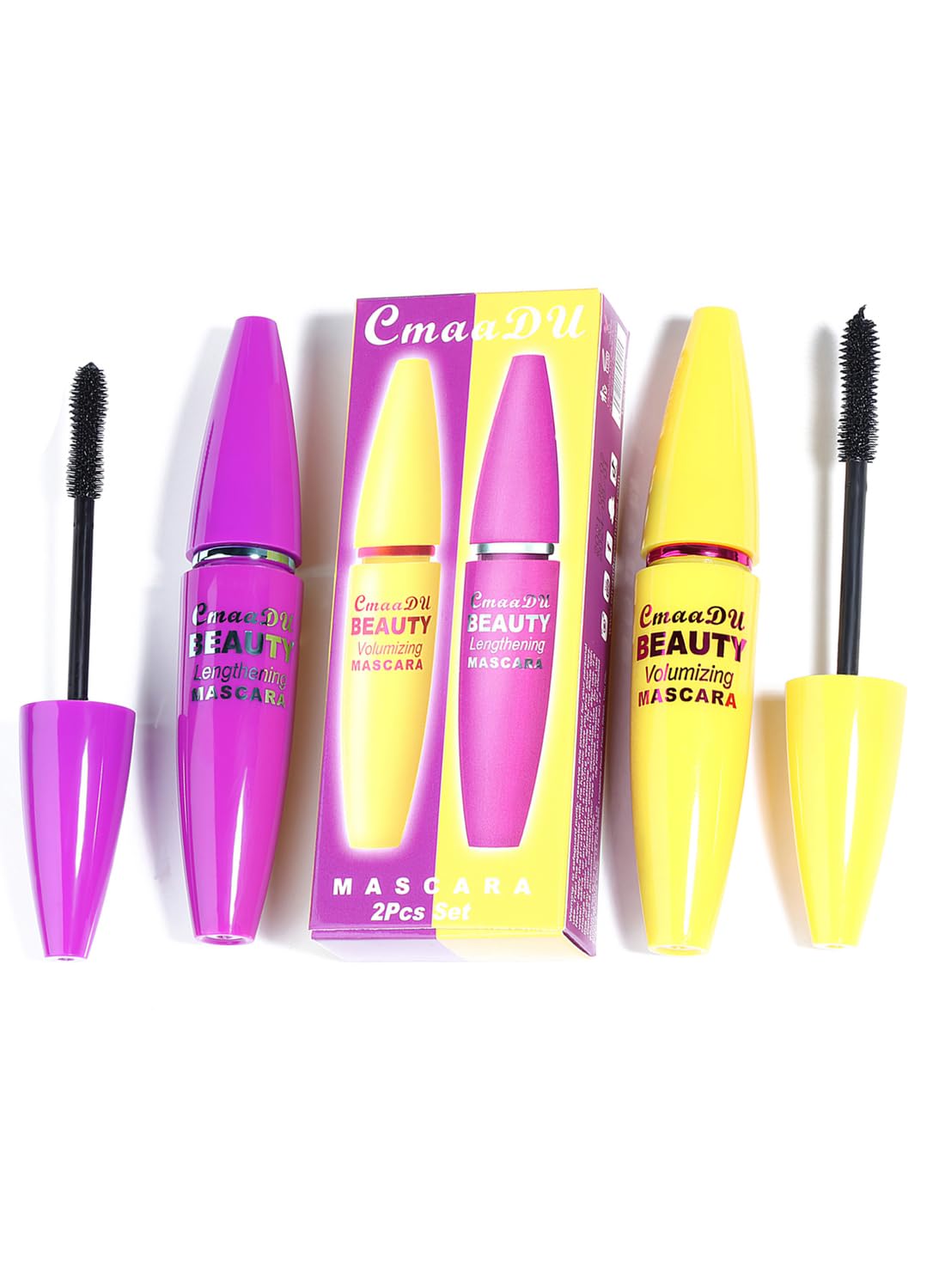 2Pcs 4D Silk Fiber Lash Mascara, Waterproof & Long-Lasting, Long Natural Thickening Lengthening Eye Makeup No Clumping, No Smudging Lasting All Day (Pack of 2)