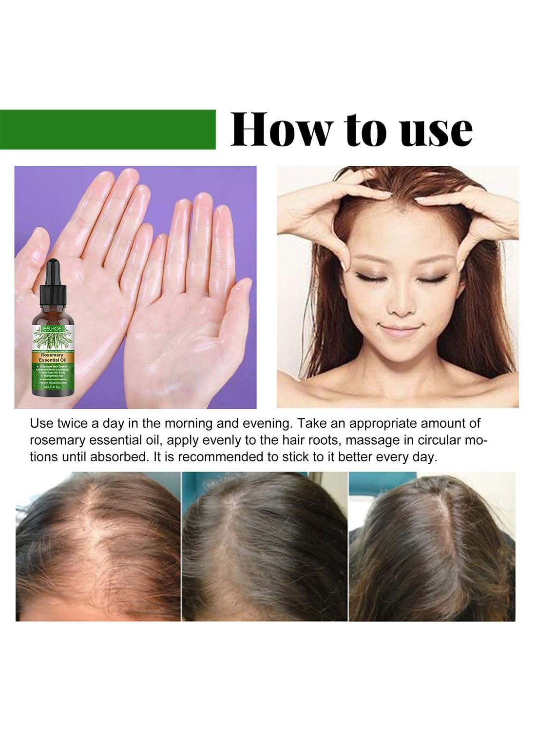 Rosemary Essential Oil, Hair Strengthening Oil, with Pure and Natural Formula, Promote Hair Growth, Nourish the Scalp, Repair Hair 30ml