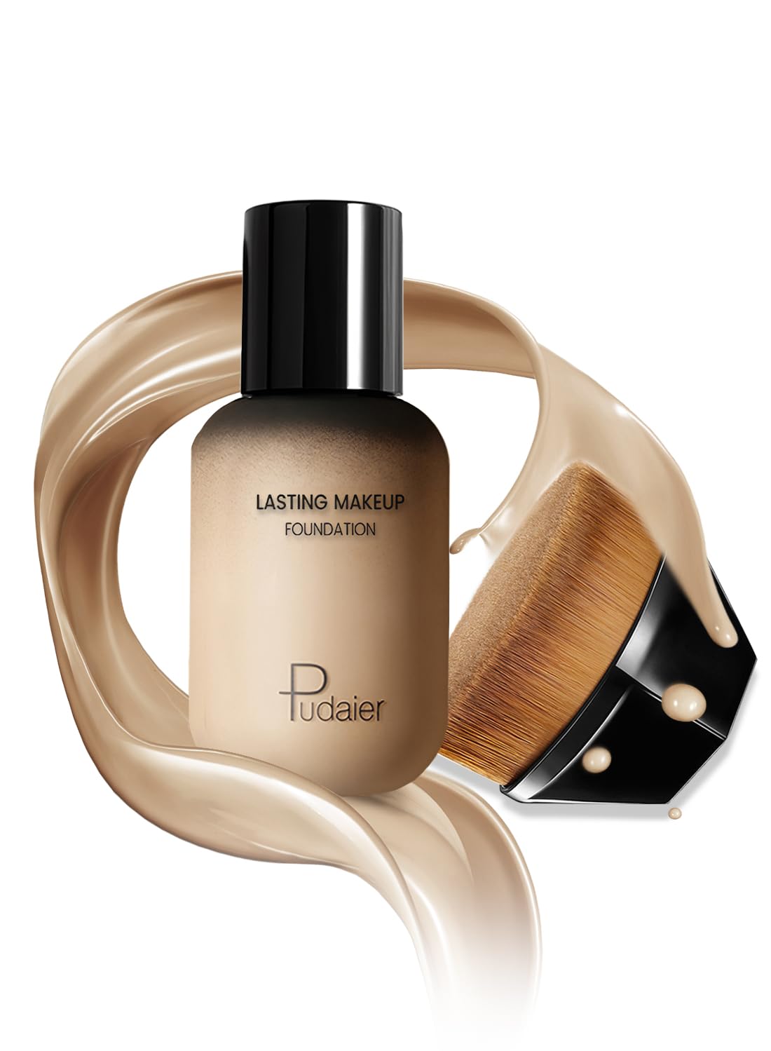 Foundation Liquid with Magic Traceless Makeup Brush, Natural Lightweight Base Makeup Gift Set, Long Lasting, Moisturizing Nourishing, Cover Blemishes, Hide Pores