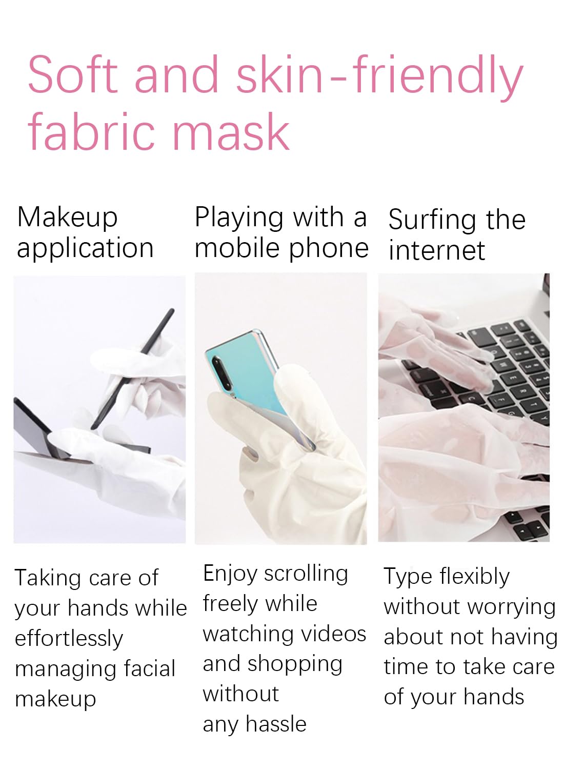 Hand Mask with Nicotinamide and Hyaluronic Acid, Moisturizing Hydrating Hand Mask, Hand Repair Soothing Gloves for Dry Hands Treatment, Remove Dead Skin, Hand Care 1 Pair