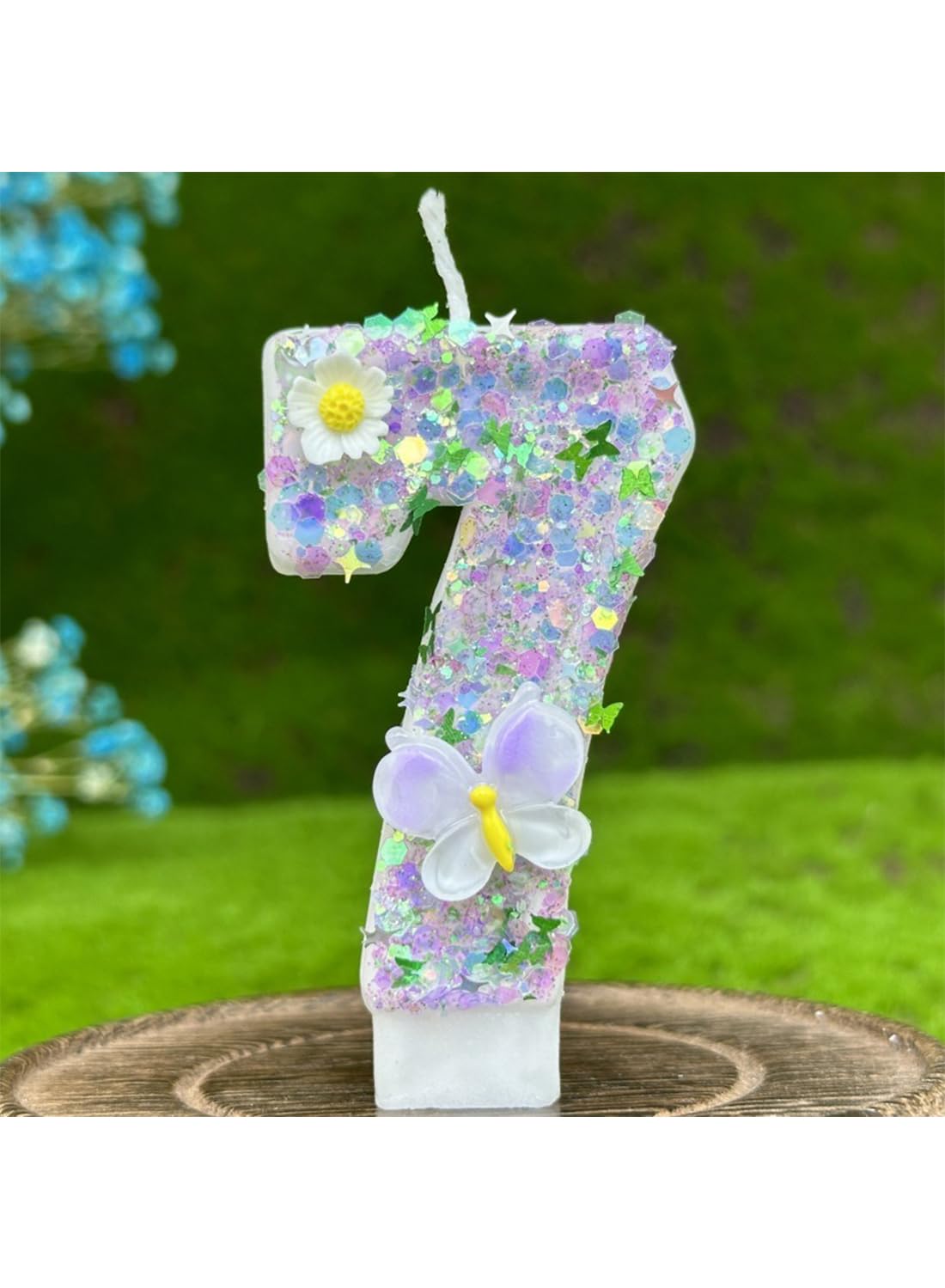 Colorful White Flower Number Cake Candle