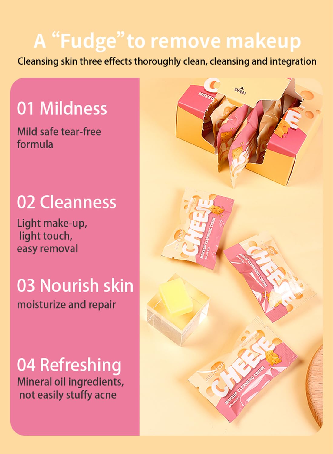 L&Wen Makeup Cleansing Balm, Natural Mild Cleansing Cream, Nourishing Refreshing Makeup Remover Balm, Deep Cleansing Face Wash Cleanser for All Skin Type 8Pcs