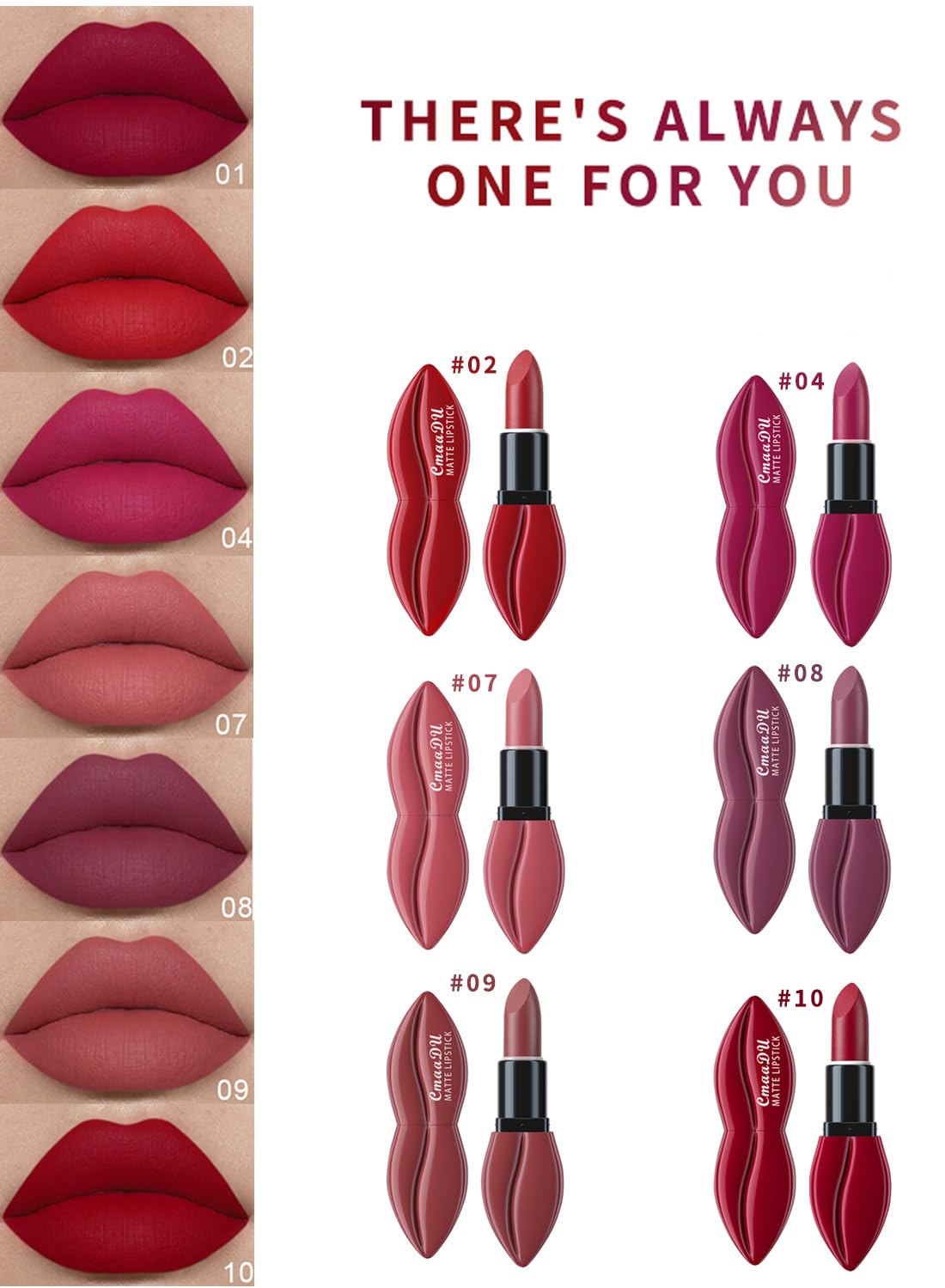Matte Lipstick for Women, Long Lasting Waterproof Highly Pigmented Moisturizing Velvet Lip Gloss, Not Fade Lightweight Smudge Proof Lip Stain for Girls and Women - Red 09