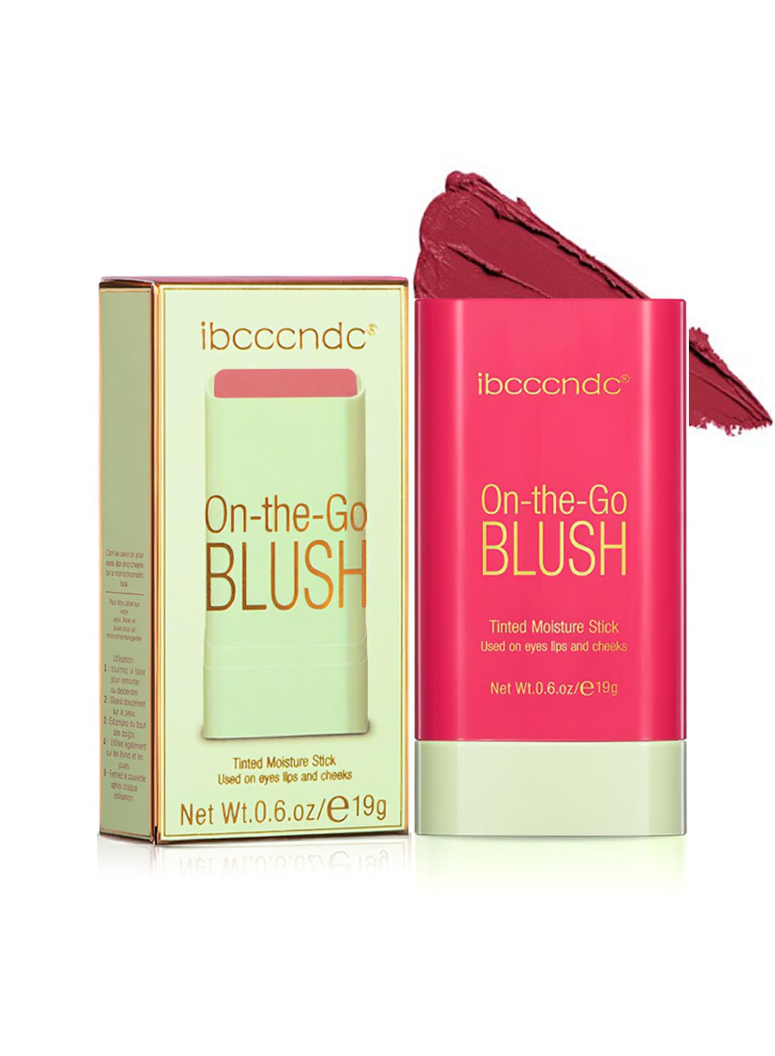 Blush Stick, Multi-Use Lip Tint, High Pigmented Creamy Blush Stick for Eyes Lips and Cheeks 19G