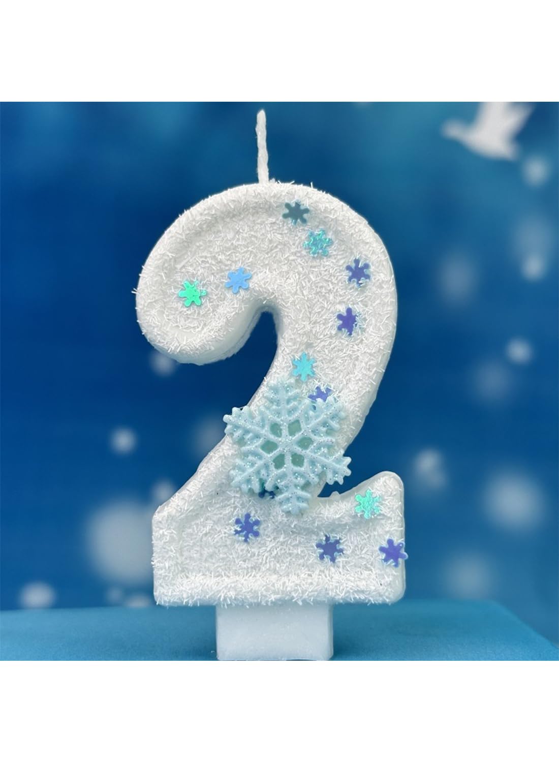 White Snowflake Cake Candle