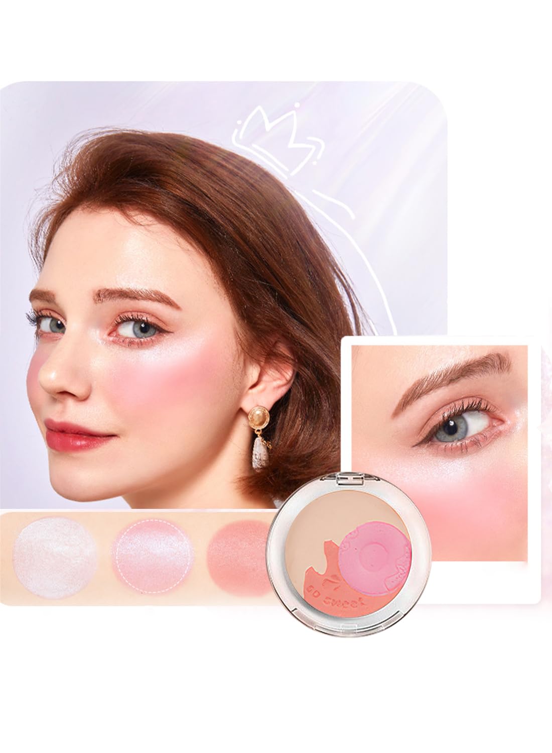 4 Pcs Multi-Colored Blush Powder Set, Long Lasting Contour and Highlighter Palette, Matte & Shimmer Finishes, Lightweight Makeup Gift Kit for Cheek and Eye