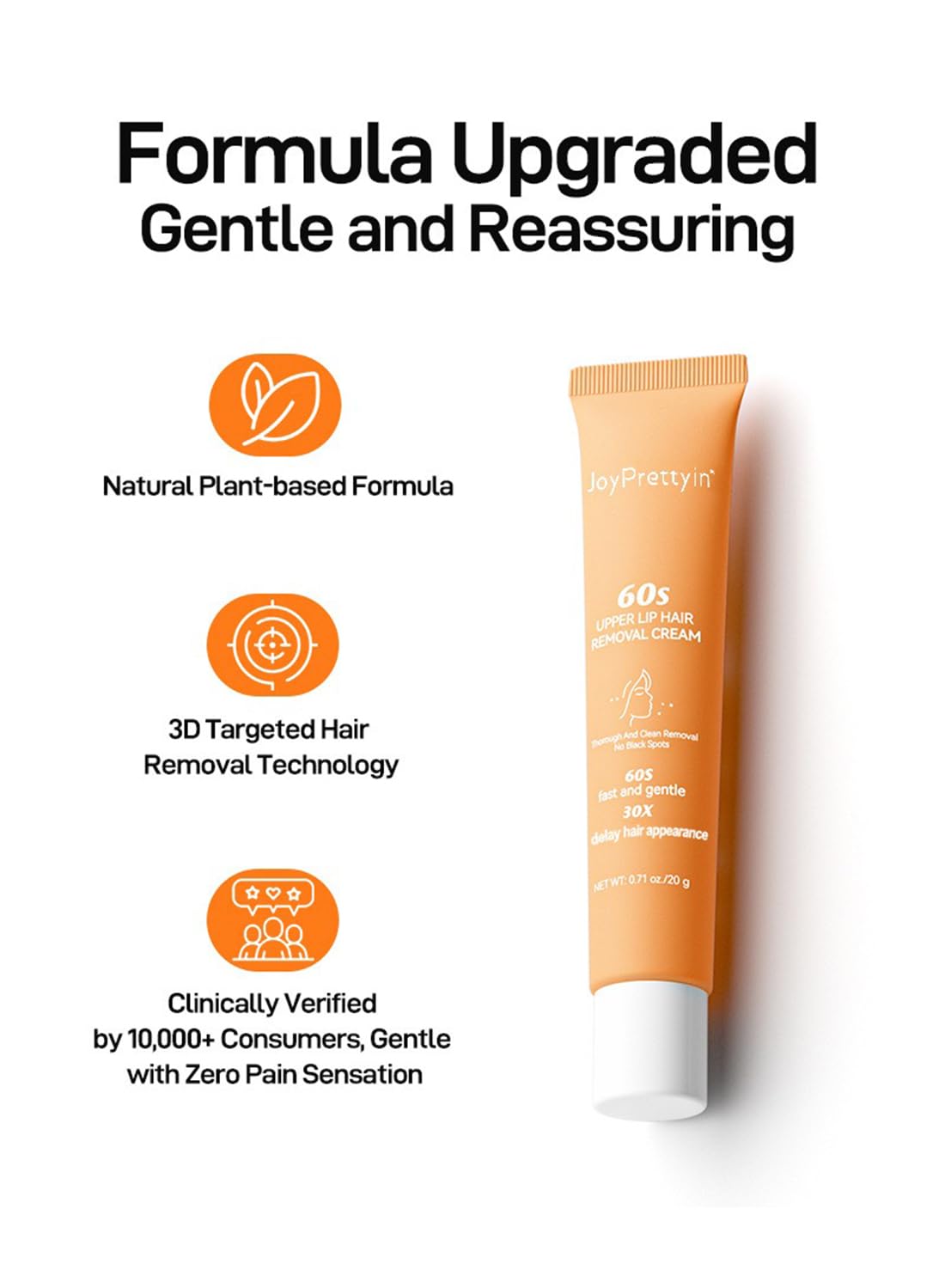Upper Lip Hair Removal, Facial Hair Removal Cream for Face, Upper Lip & Chin 20g