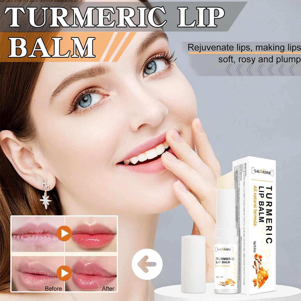 Lip Balm, Natural Formula Turmeric Lip Moisturizer for Cracked & Dry Lips