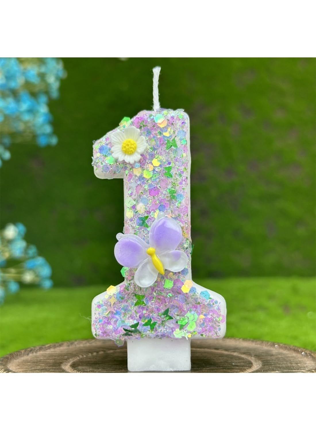Colorful White Flower Number Cake Candle