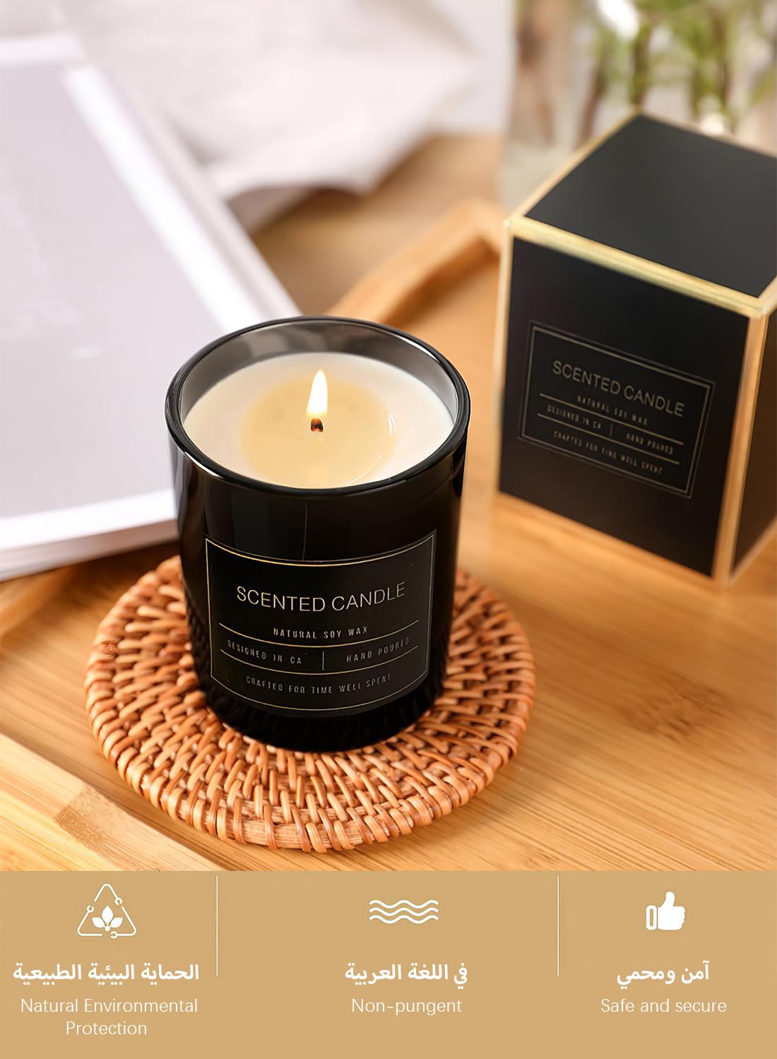 Scented Candles, Long Lasting Strong Fragrance Luxury Scented Soy Jar Candle, Candles for Home Scented, Candle Gift Set for SPA Bathing Yoga Travel, Stress Relief 53G