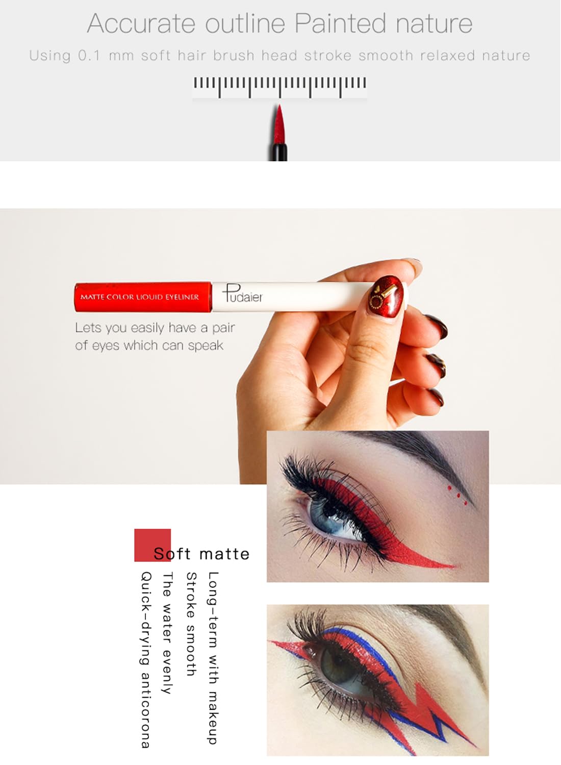 Liquid Eyeliner, Quick Drying Waterproof Sweatproof Eyeliner Makeup, High Pigment Shades Eye Makeup Wear for Women