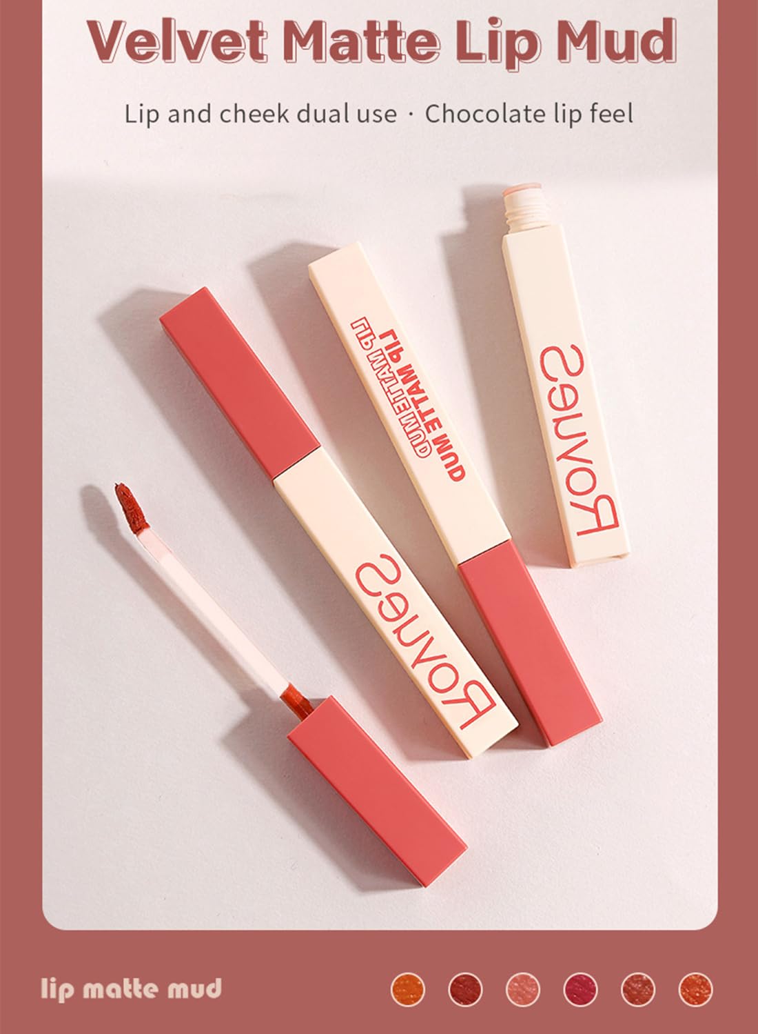 L&Wen Matte Velvet Lipstick, Long Lasting Lip Tint Lip Makeup for Women, Smooth Lip Gloss Orange Red