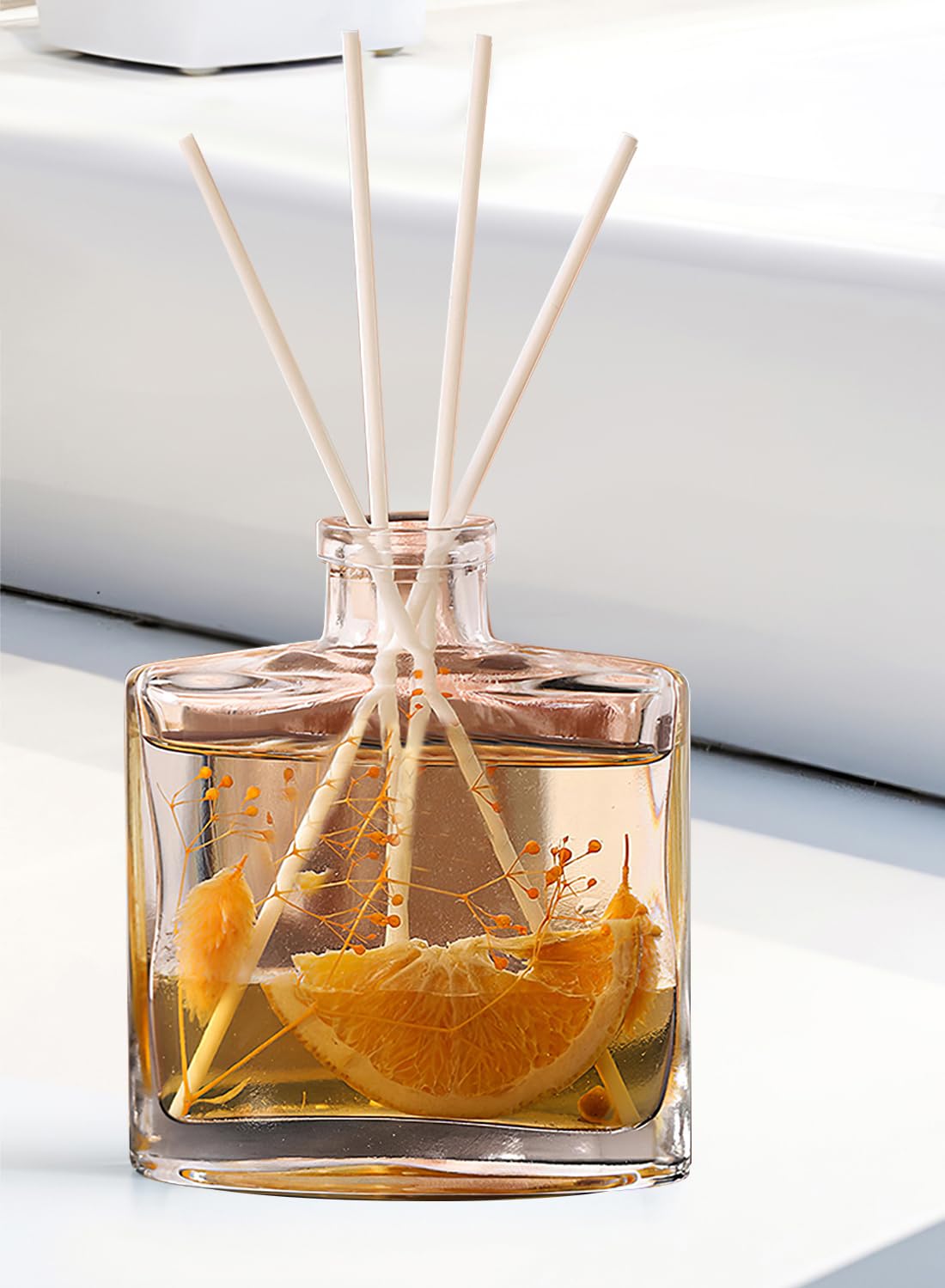 Flower Reed Diffuser Set with Incense Diffuser Sticks and Preserved Flower, Elegant Home Fragrance for Home Decor, Living Room, Bathroom, Kitchen, Odor Elimination 120ml