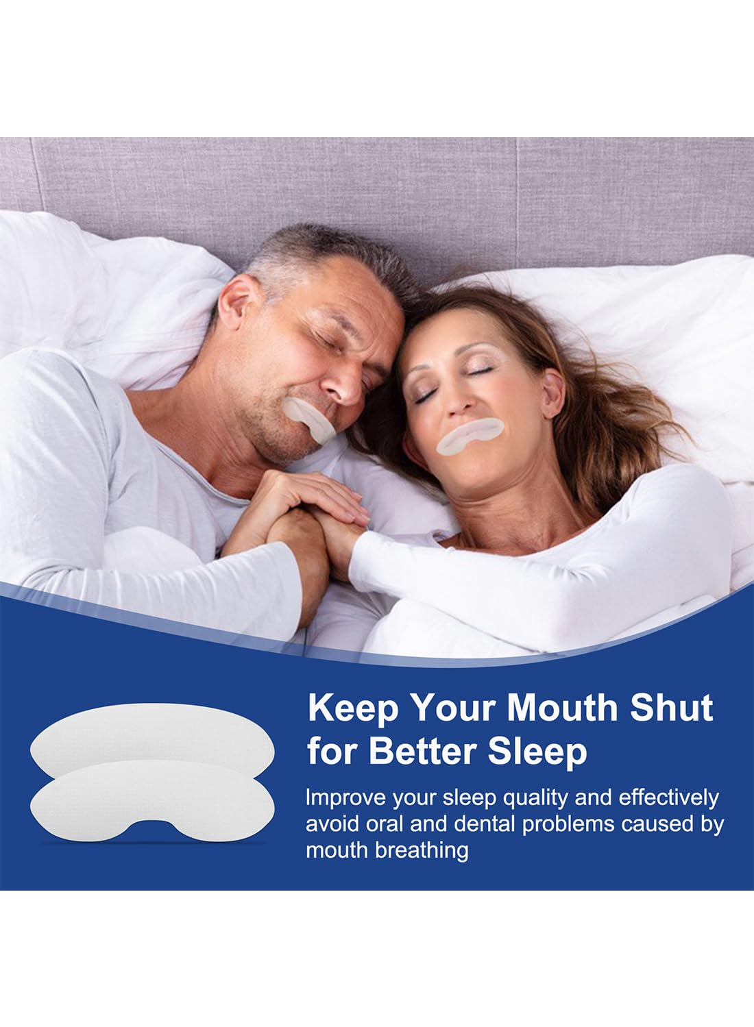 Anti-Snoring Sleep Strips, Sleep Mouth Strip for Better Nose Breathing - 90 Pcs