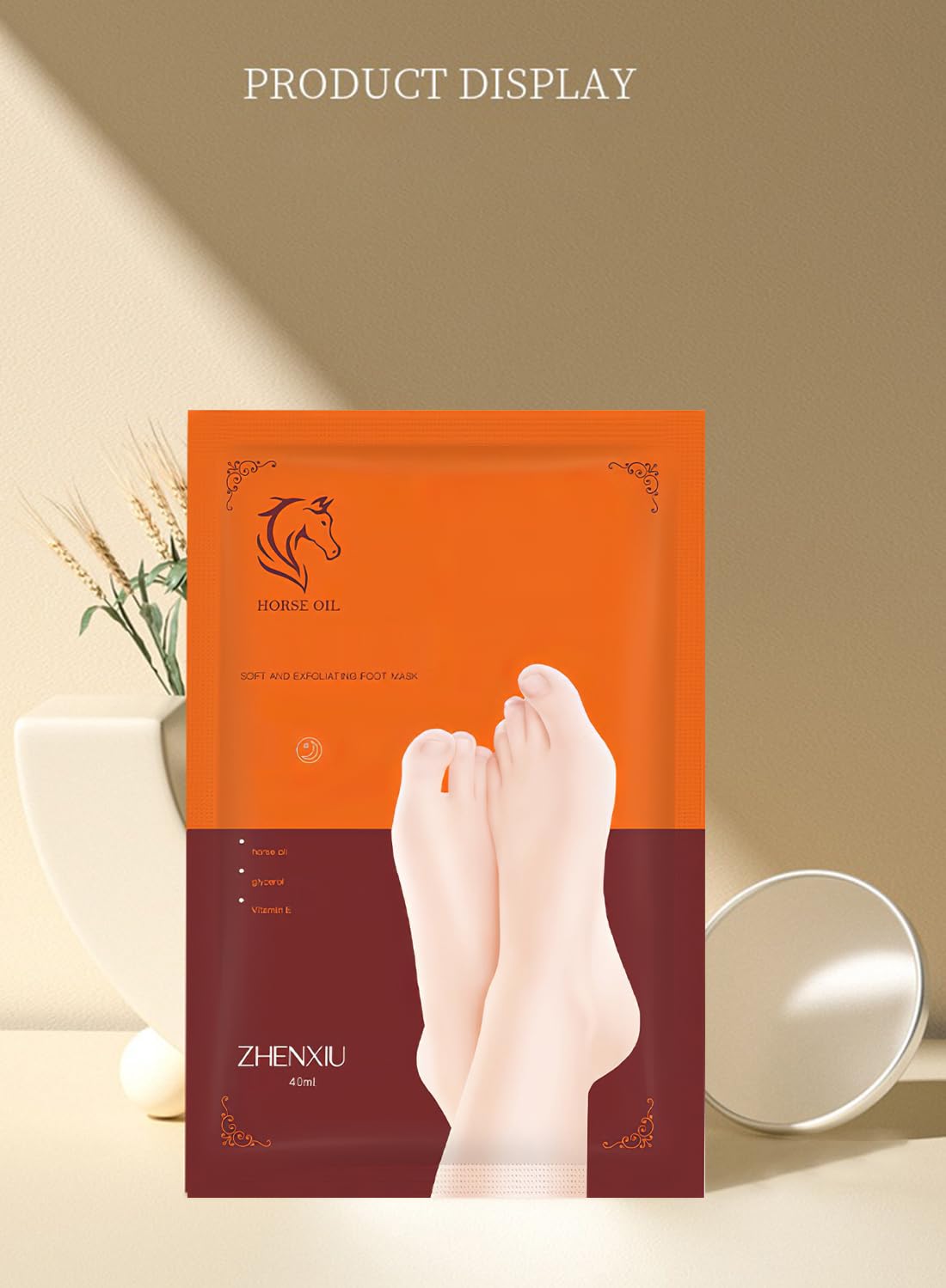 Foot Mask with Horse Oil, Moisturizing Nourishing Deep Repairing Foot Peel Mask, Exfoliating Gloves for Extra Dry Skin, Daily Foot Care for Soft and Smooth Touch Feet 1 Pair
