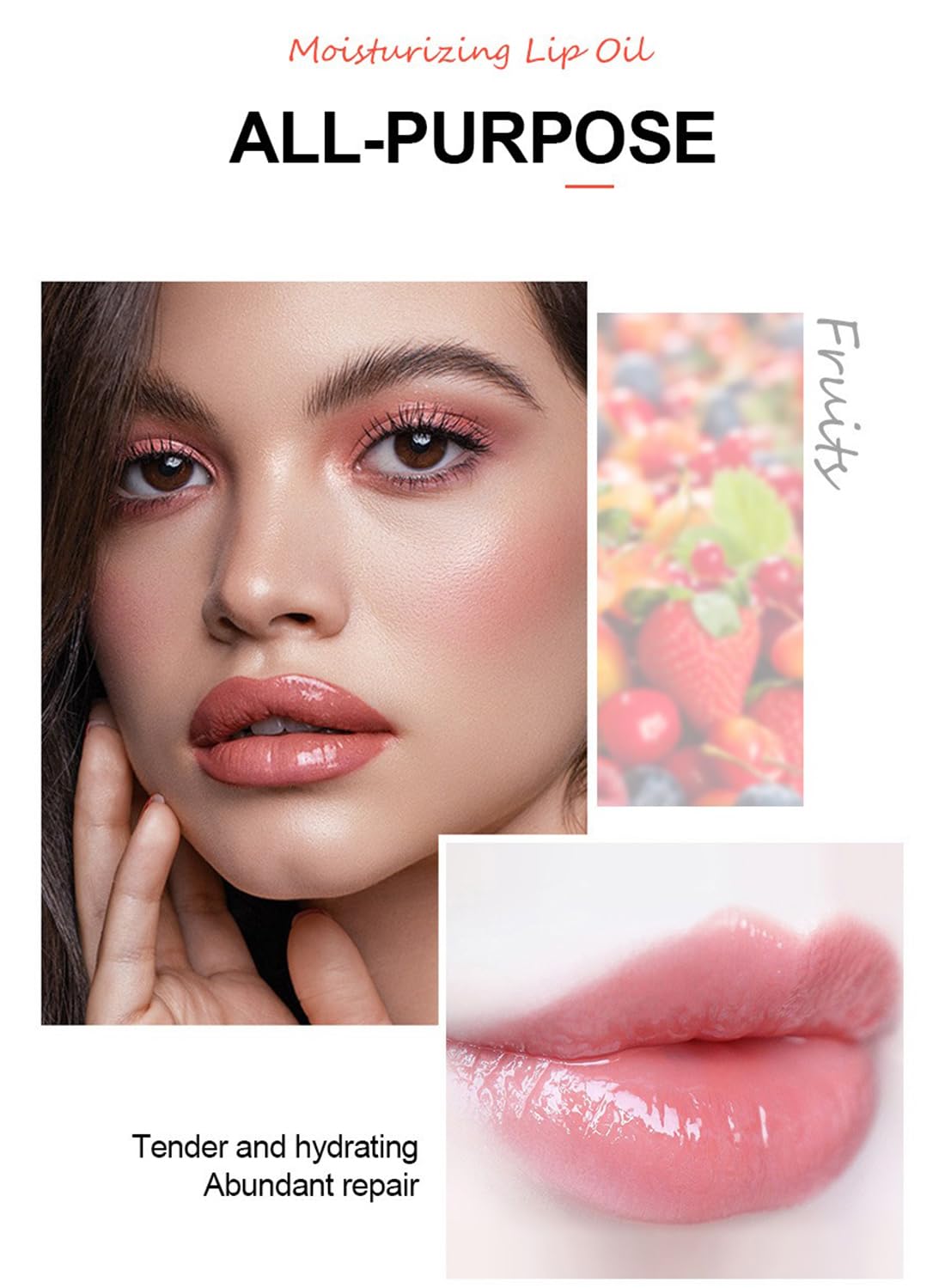 4Pcs Glossy Fruit Roll-on Lip Oil Set, Moisturizing Clear Gloss for Lip Care