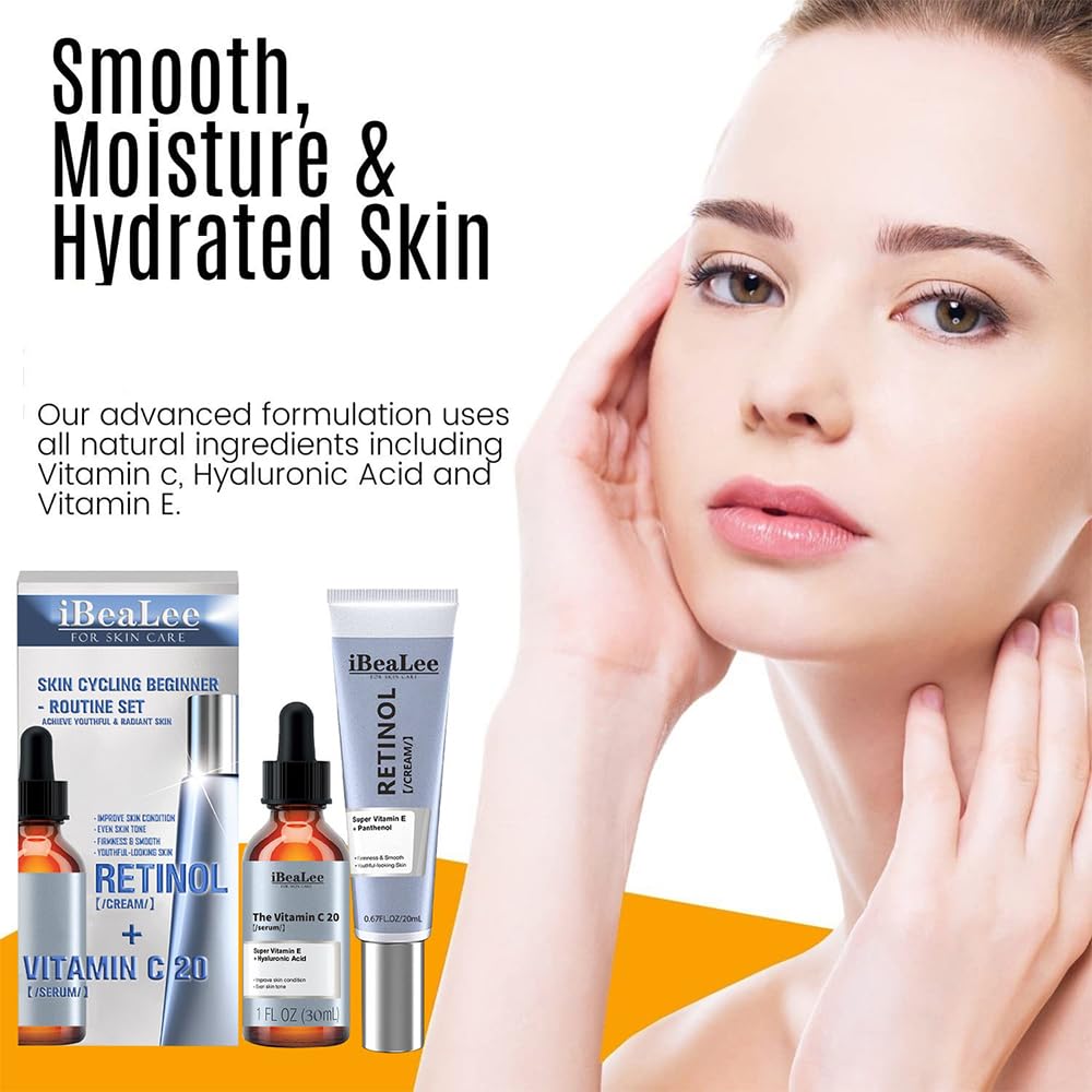 Facial Kit, Retinol Cream + Vitamin C 20 Serum, Face Serum Gift Kit for Women