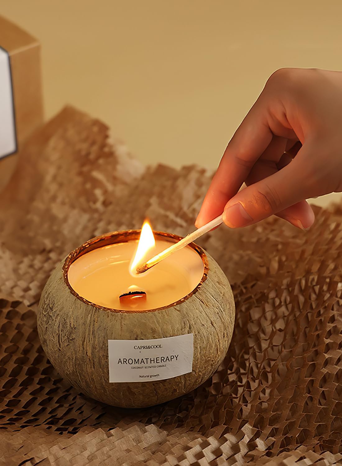 Scented Soy Coconut Shell Candles, Eco Friendly Natural Real Coconut Bowl Candle for Home and Beach Decor, Aromatherapy Candle, Odor Eliminating 200g