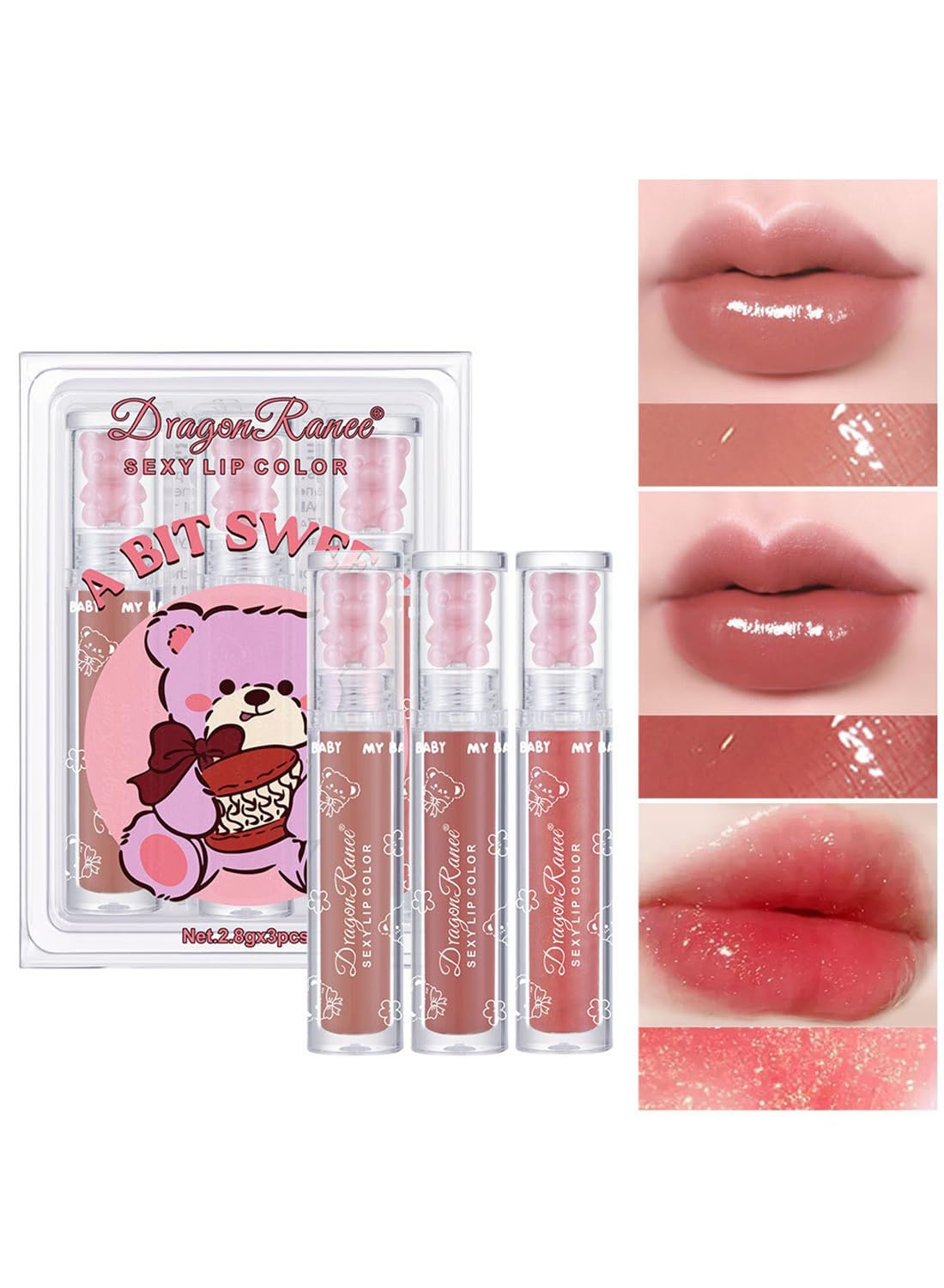 3Pcs Glossy Lip Glaze Set